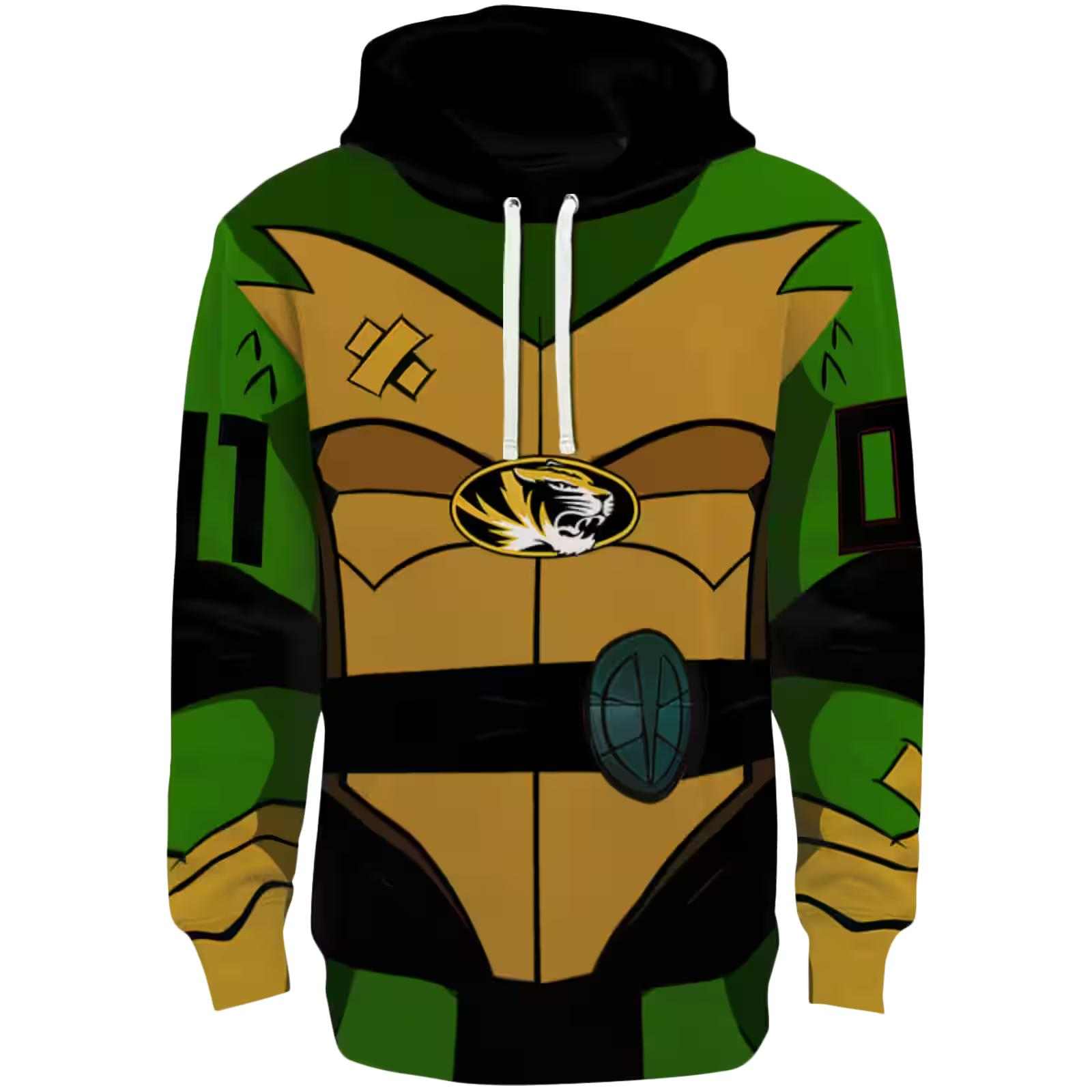 Personalized Missouri Tigers Superhero Armor Black Green Hoodie