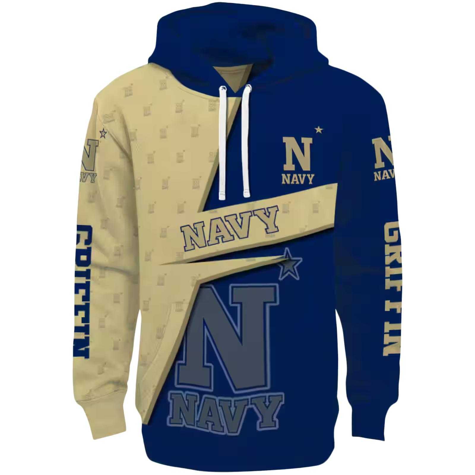 Personalized Navy Midshipmen Abstract Shape Blue Hoodie