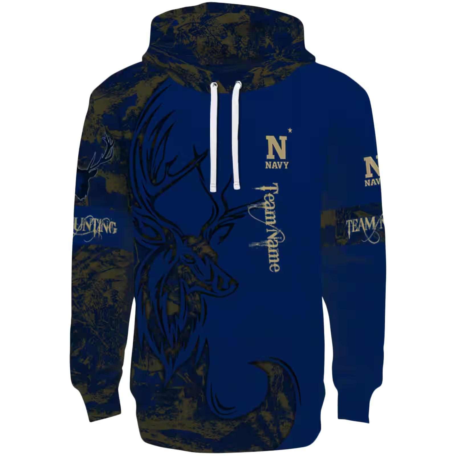 Personalized Navy Midshipmen Deer Silhouette Blue Hoodie