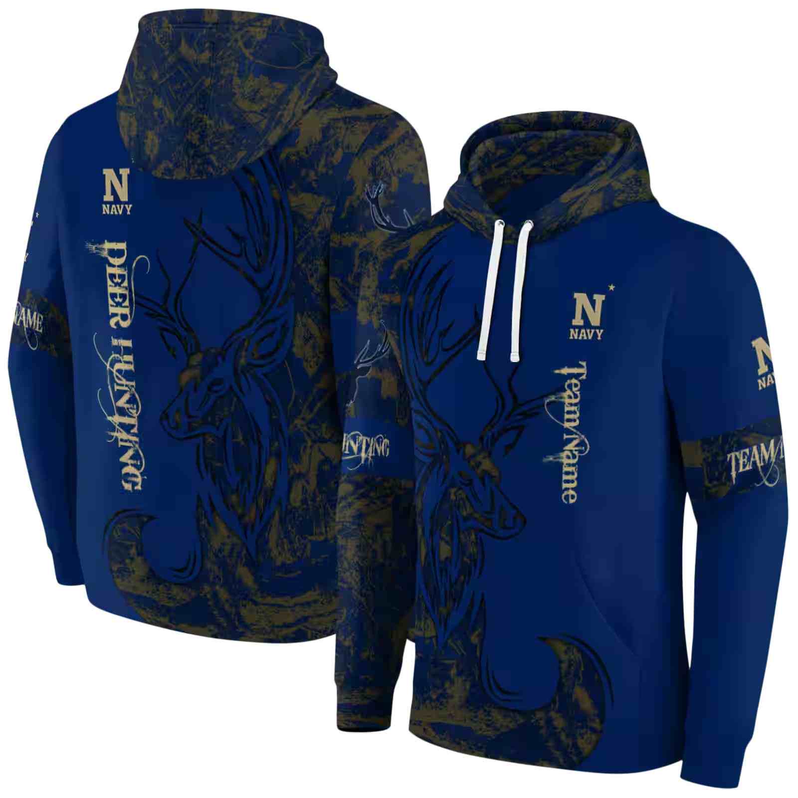 personalized navy midshipmen deer silhouette blue hoodie fashion forward