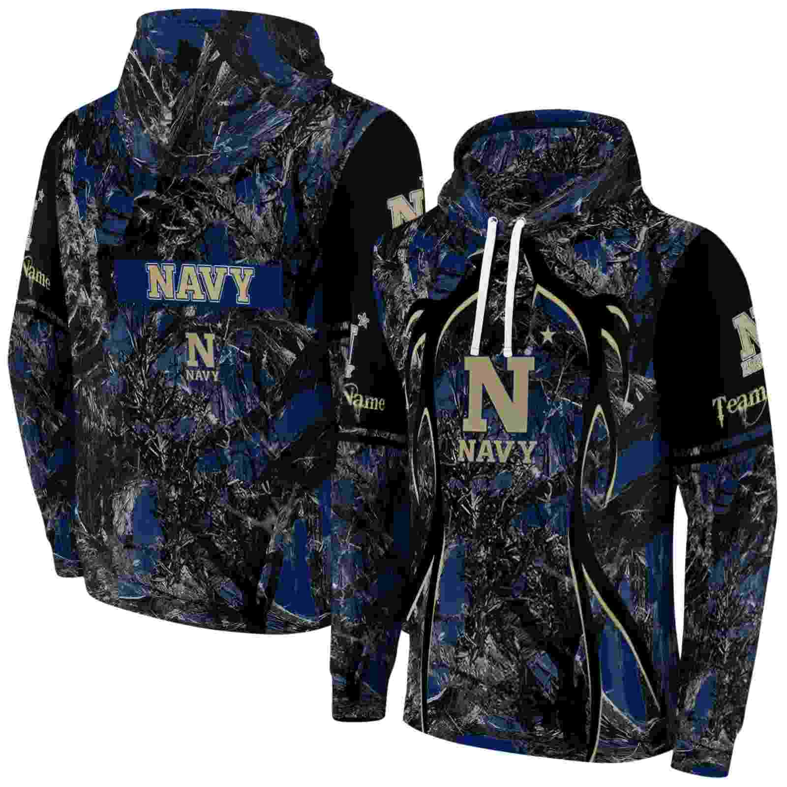 personalized navy midshipmen hunting theme blue black hoodie fashion forward