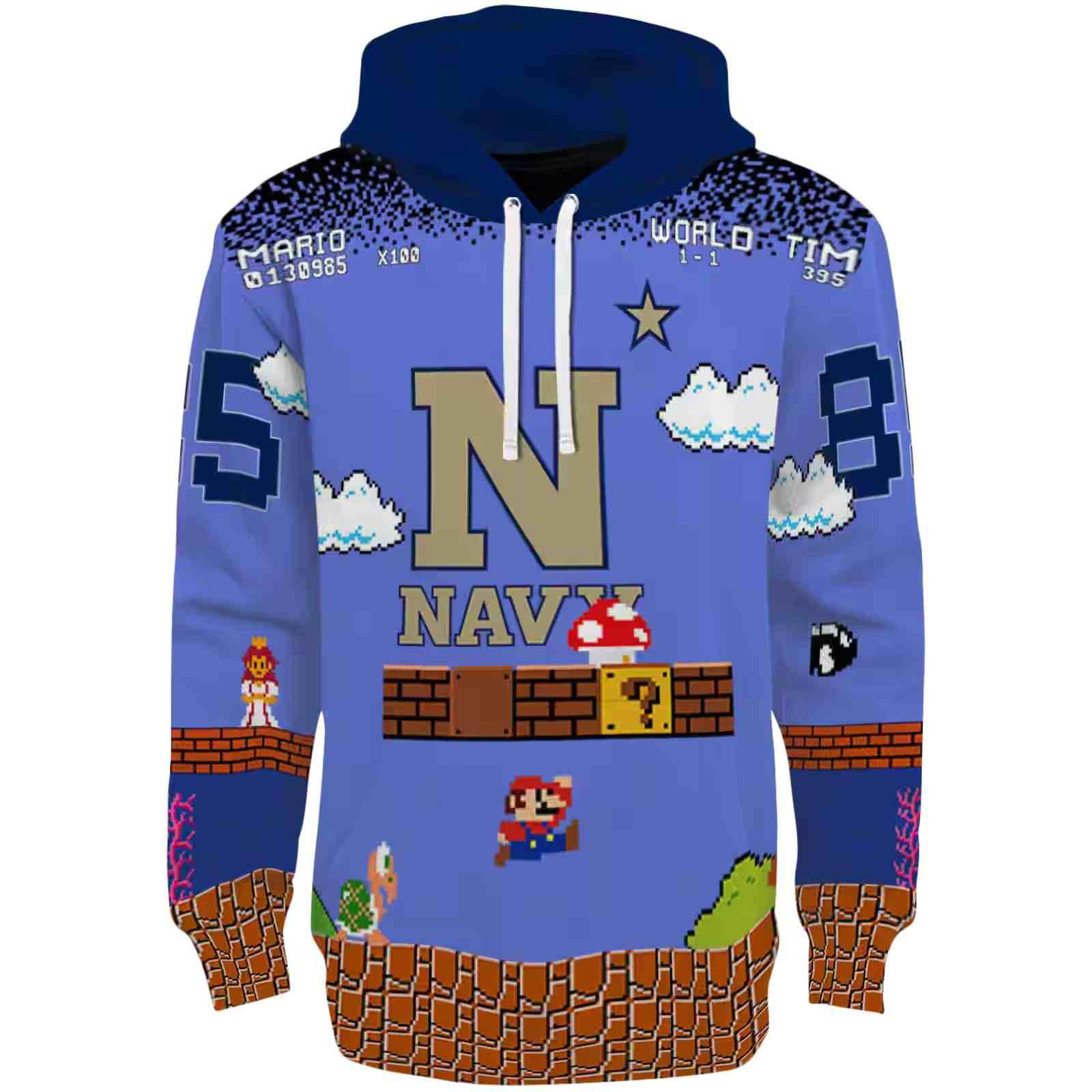 Personalized Navy Midshipmen Mario Blue Black Hoodie