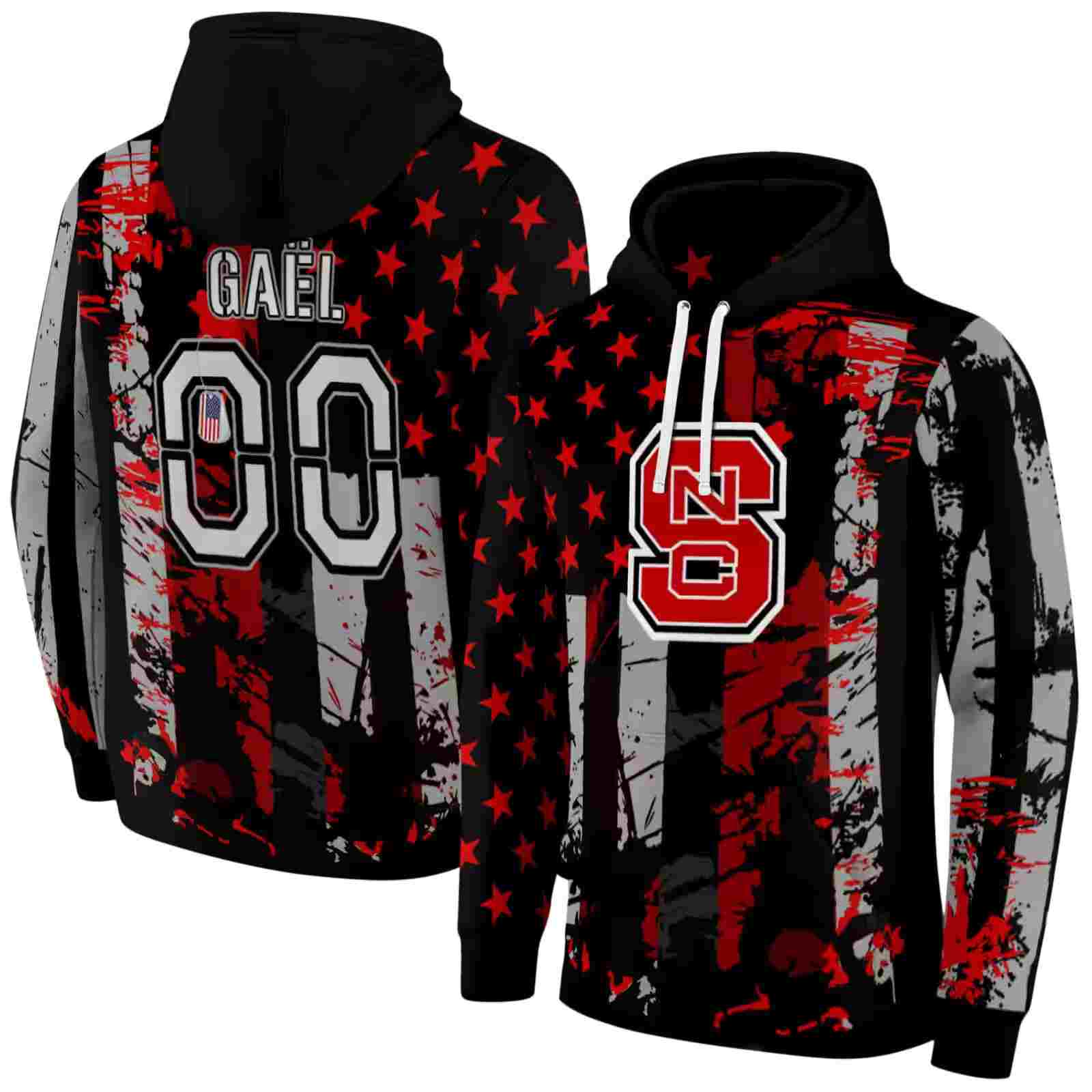 personalized nc state wolfpack distressed flag red black hoodie fashion forward