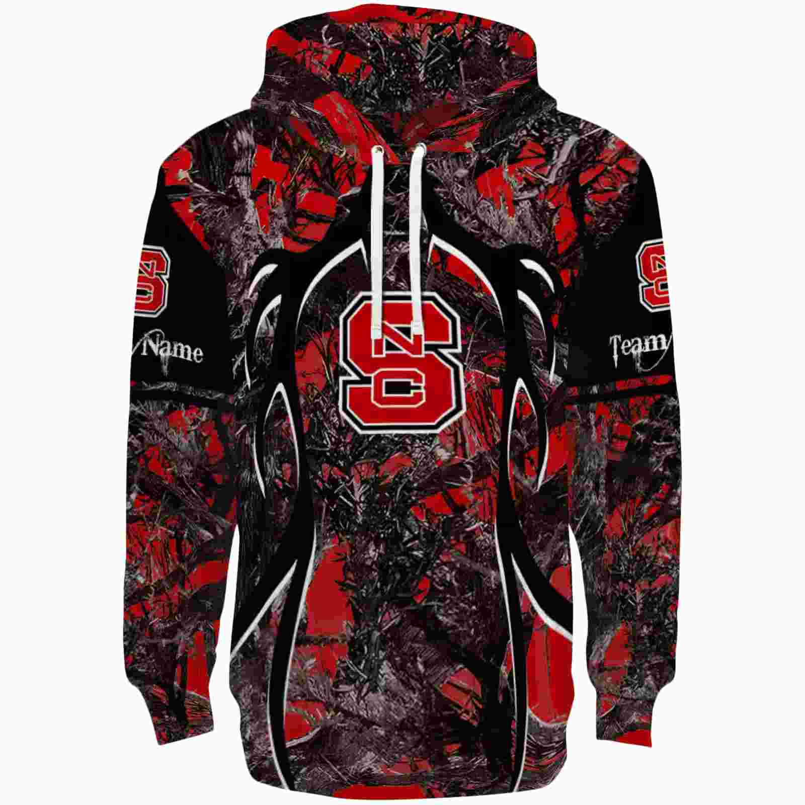 Personalized NC State Wolfpack Hunting Theme Red Black Hoodie