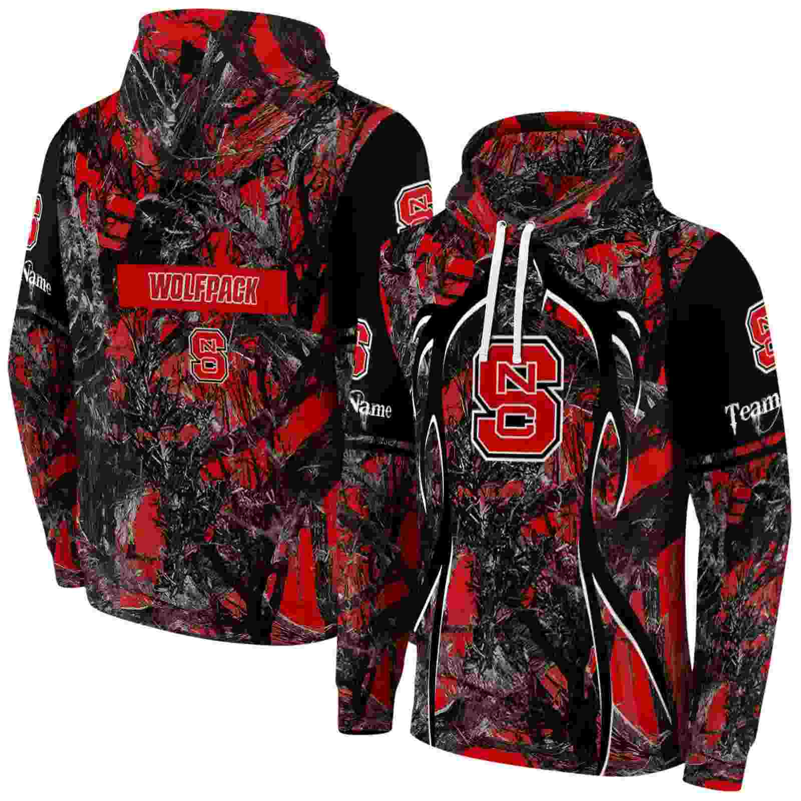 personalized nc state wolfpack hunting theme red black hoodie fashion forward