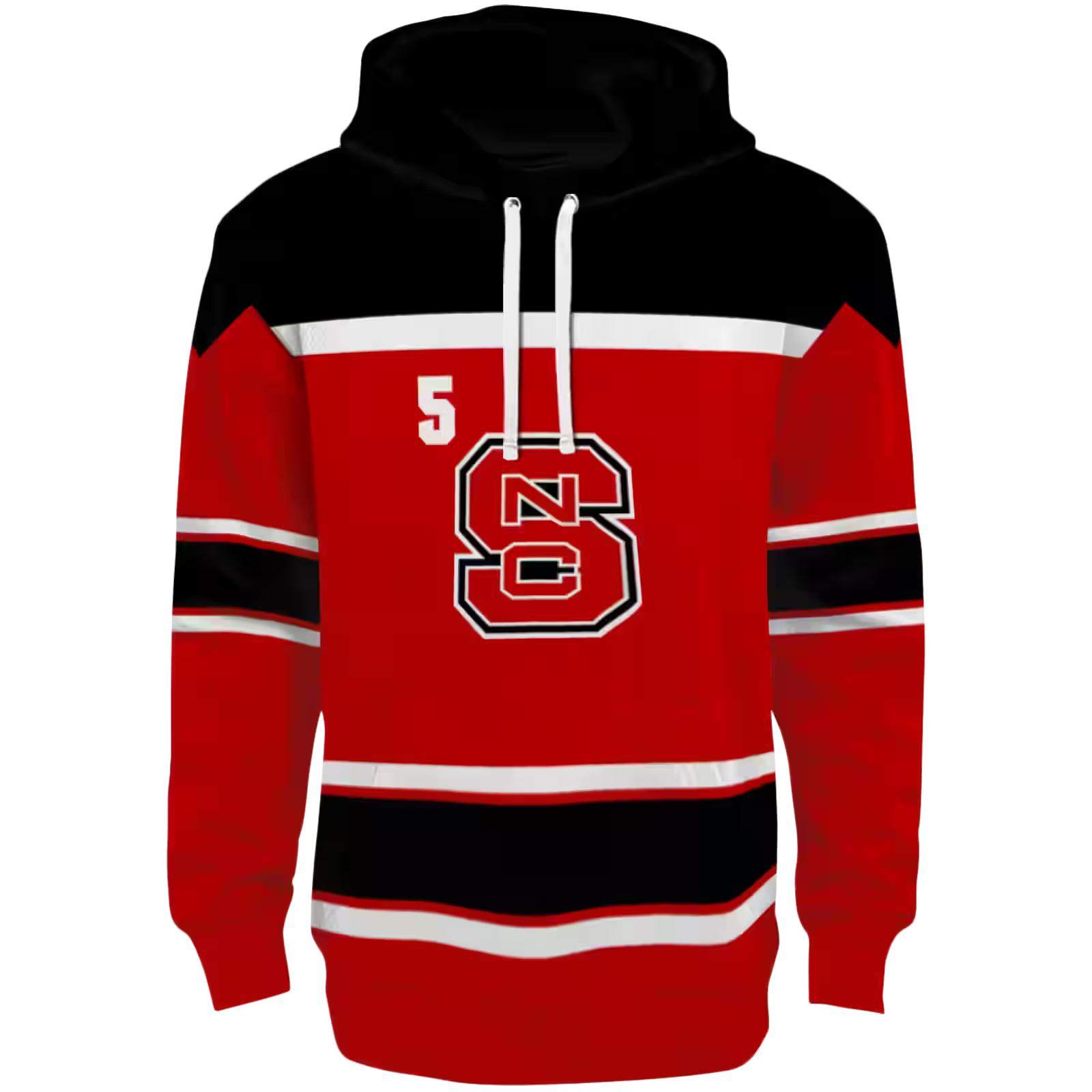 Personalized NC State Wolfpack Striped Pattern Red Hoodie