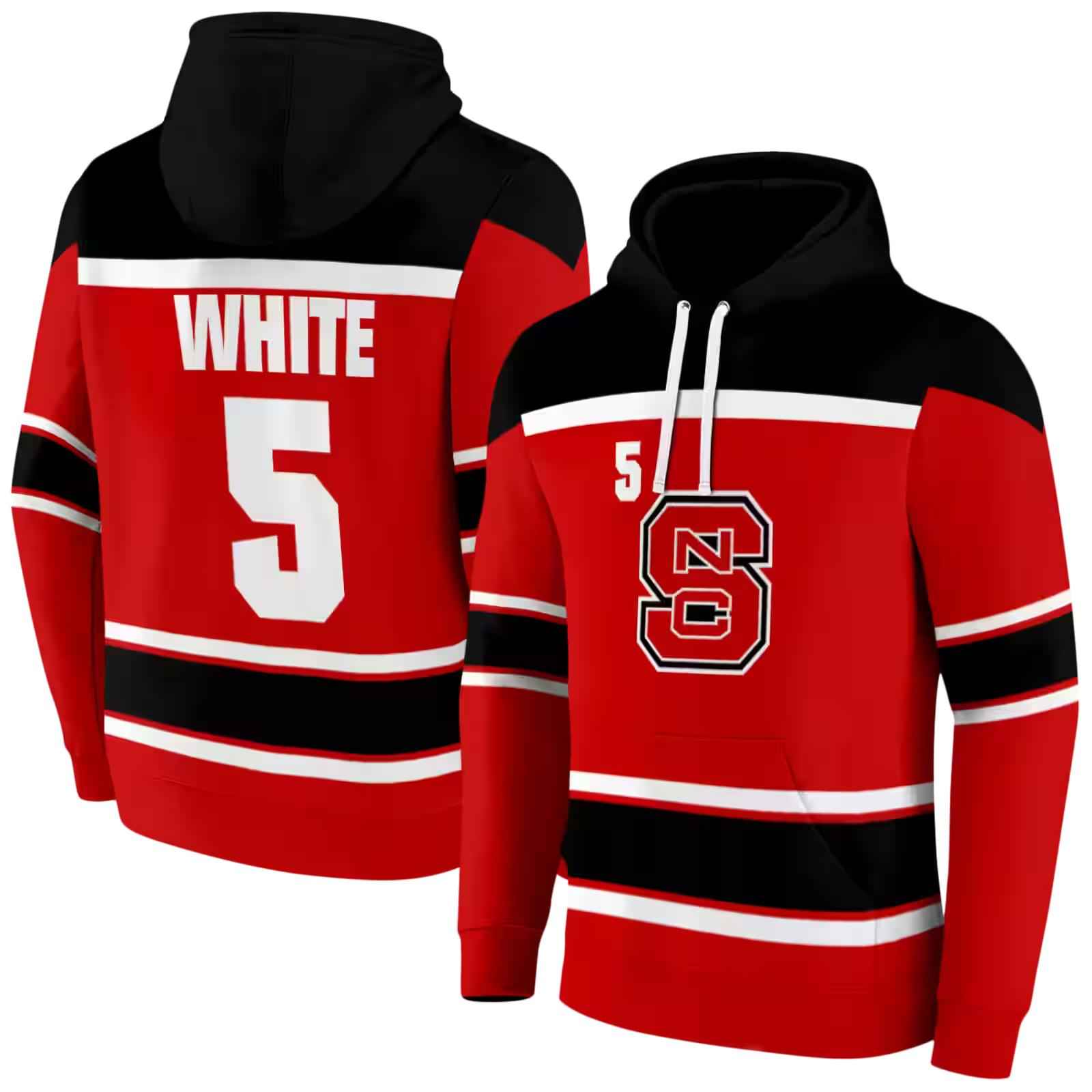 personalized nc state wolfpack striped pattern red hoodie fashion forward