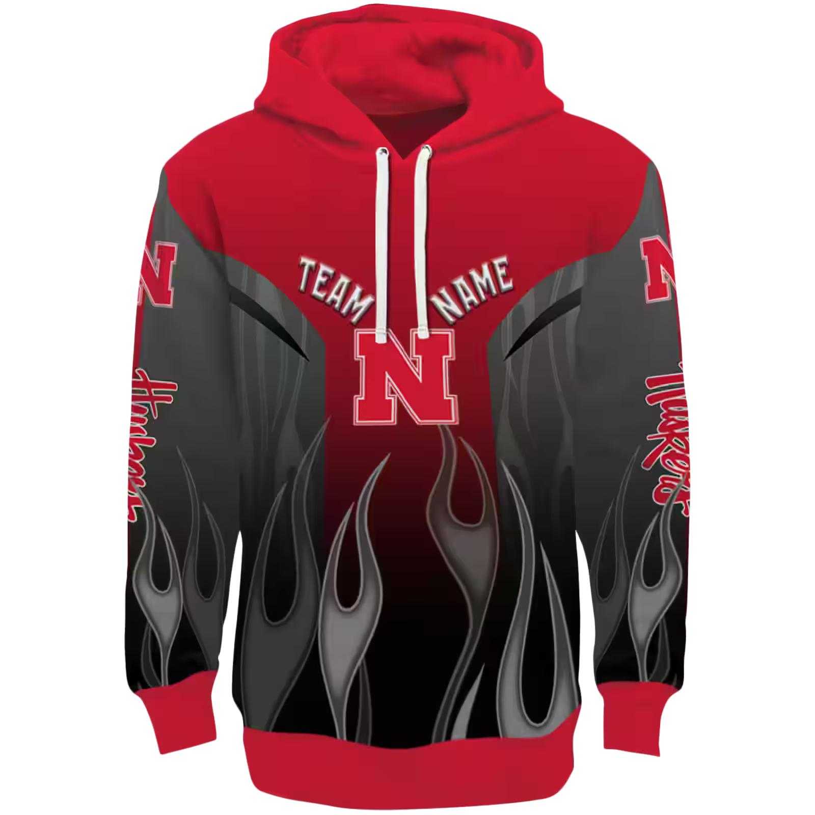 Personalized Nebraska Cornhuskers Flame Design Red Hoodie