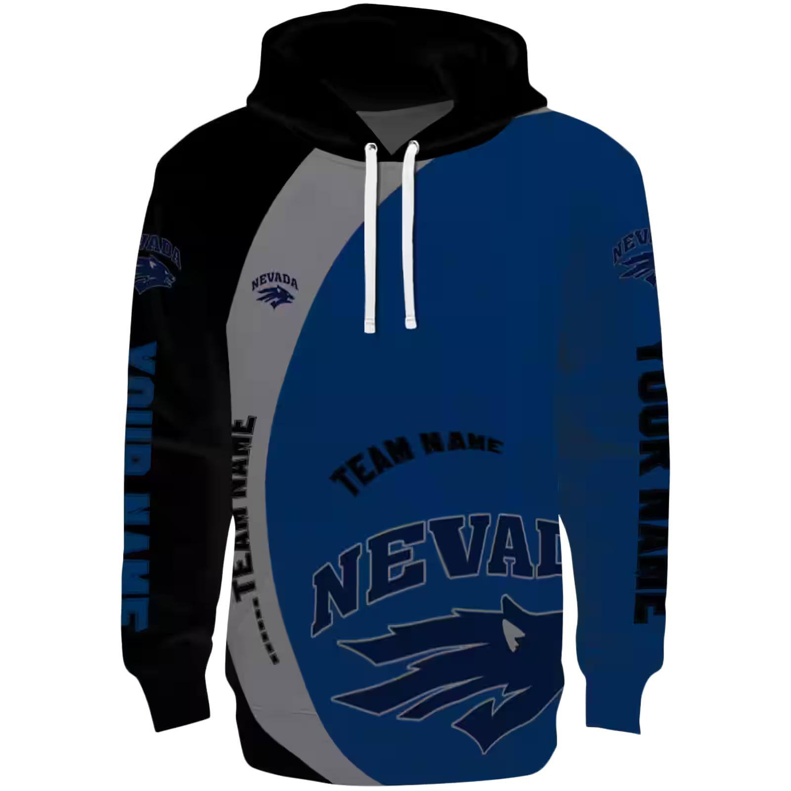 Personalized Nevada Wolf Pack Minimalist Design Blue Black Hoodie