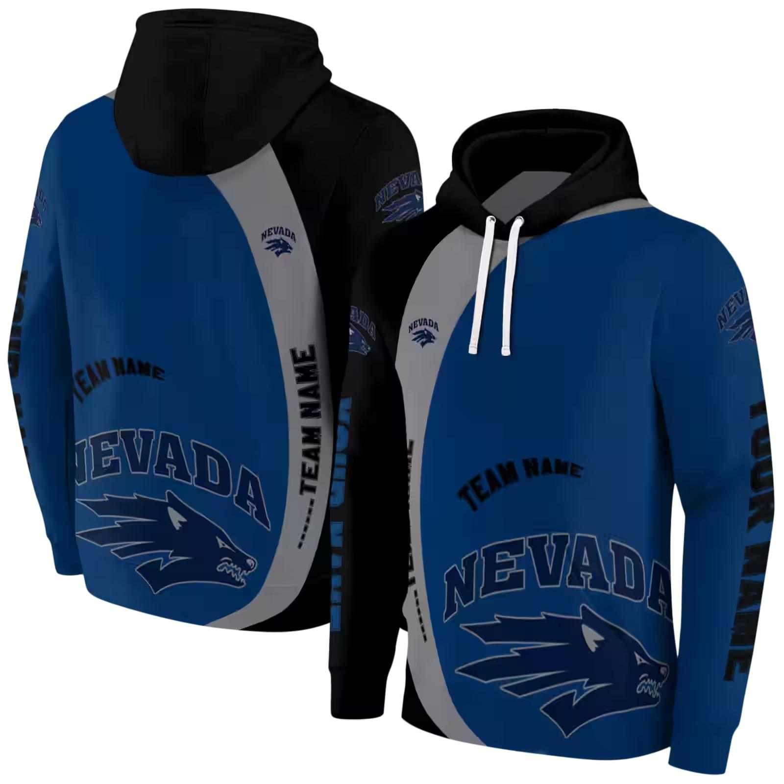 personalized nevada wolf pack minimalist design blue black hoodie fashion forward