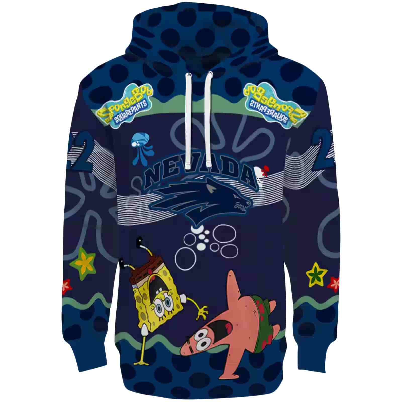 Personalized Nevada Wolf Pack Spongebob Patrick Star Blue Navy Hoodie