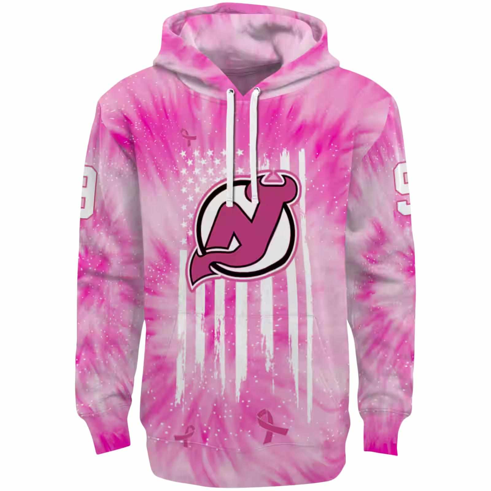 Personalized New Jersey Devils Cancer Support Pink Hoodie