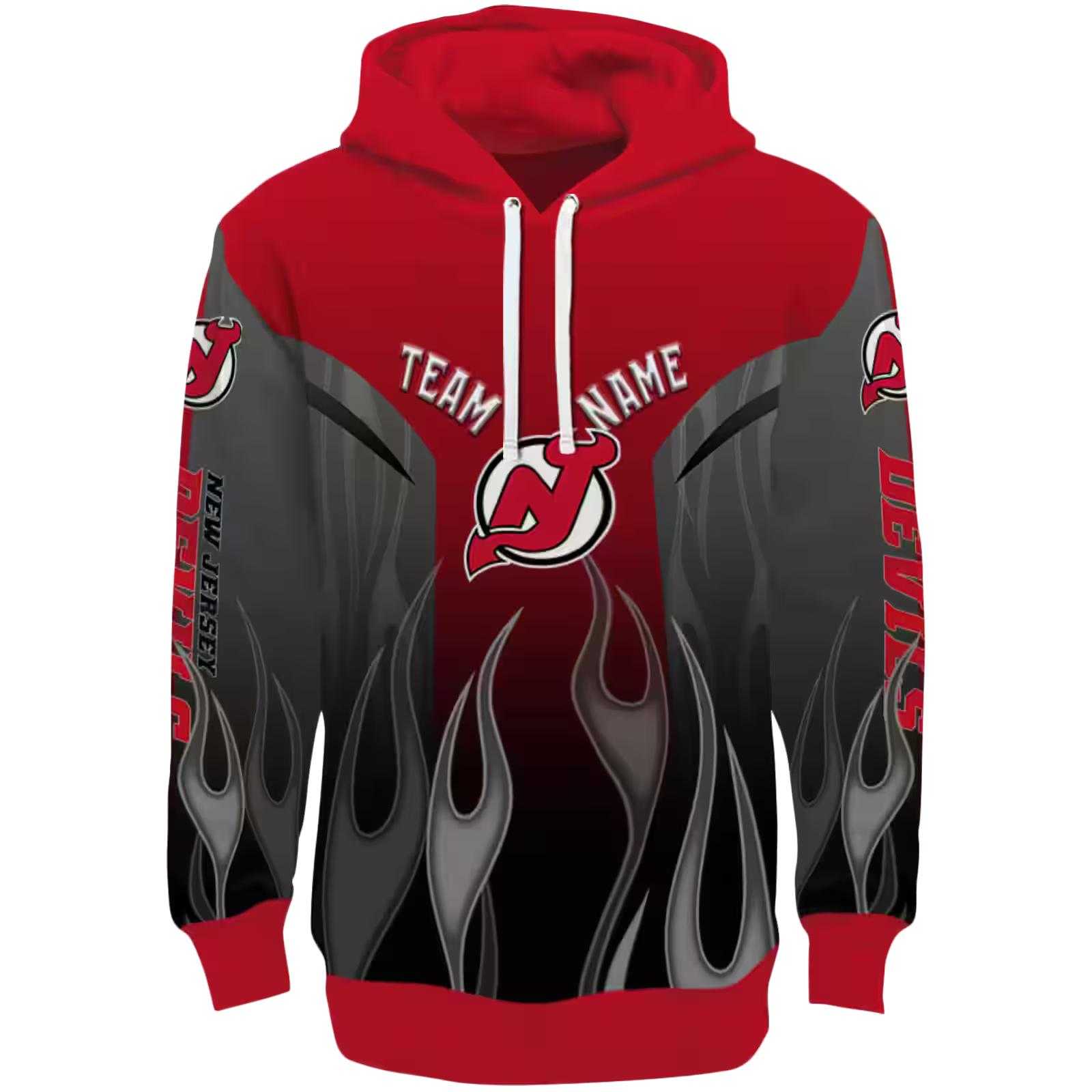 Personalized New Jersey Devils Flame Design Red Hoodie