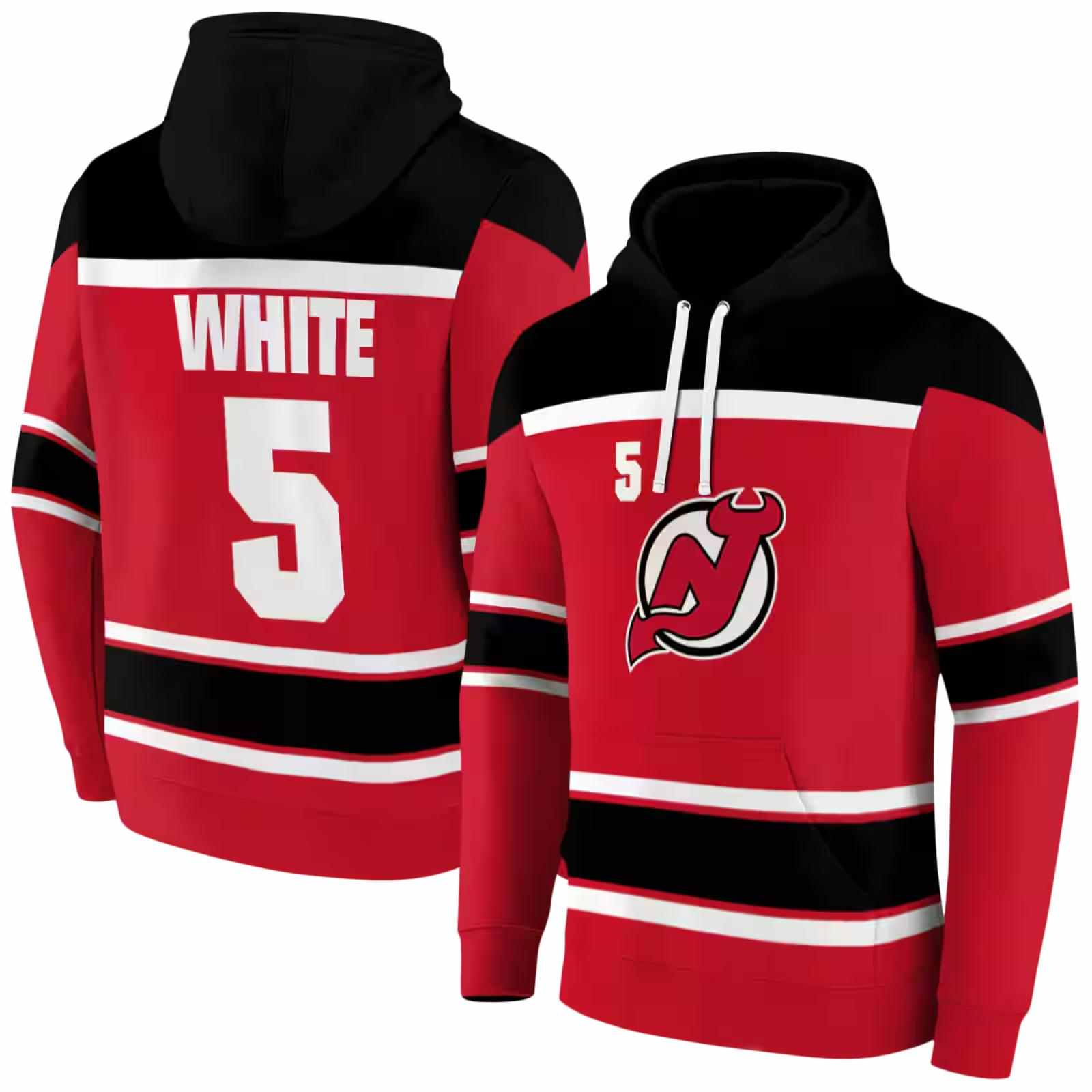 personalized new jersey devils striped pattern red hoodie fashion forward