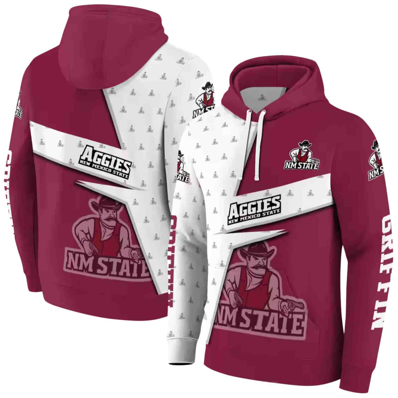 personalized new mexico state aggies abstract shape crimson hoodie fashion forward