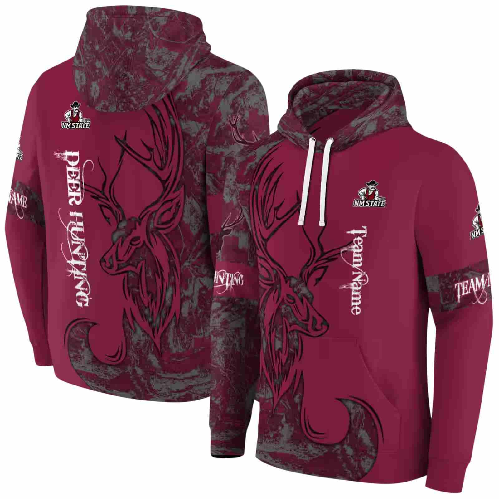 personalized new mexico state aggies deer silhouette crimson hoodie fashion forward