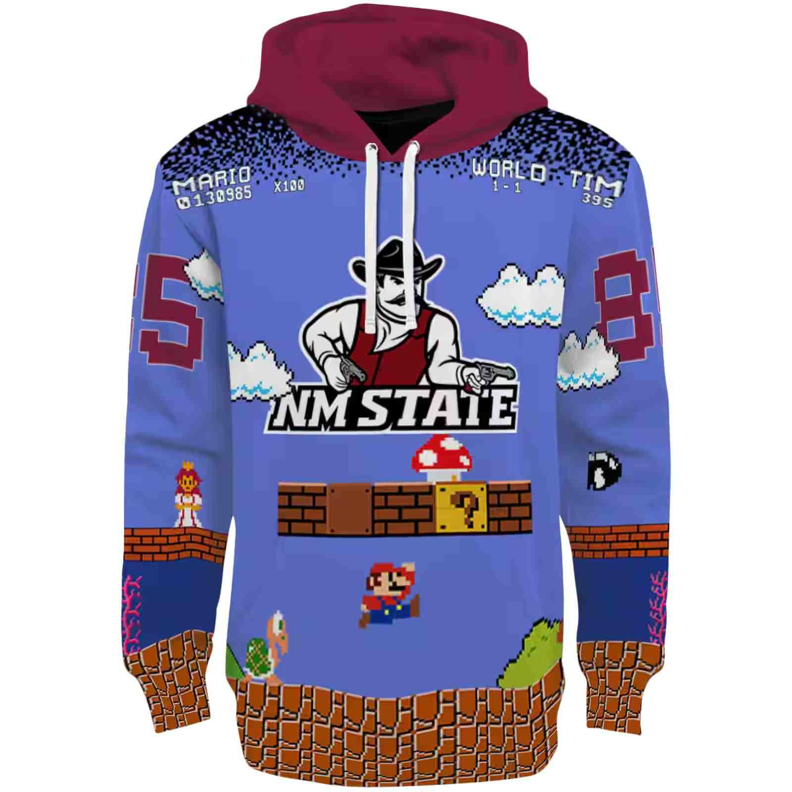 Personalized New Mexico State Aggies Mario Blue Black Hoodie