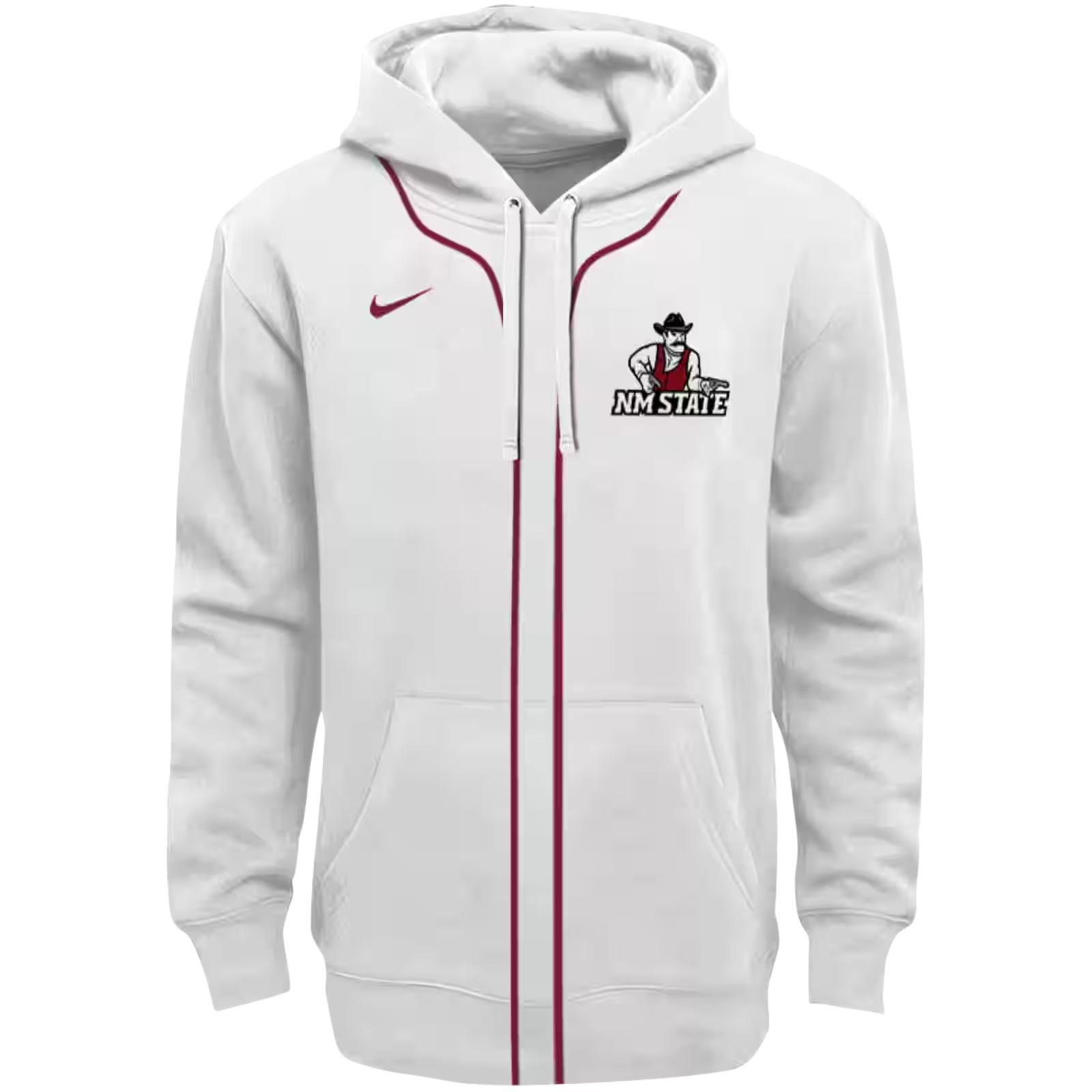Personalized New Mexico State Aggies Sporty Stripe White Hoodie