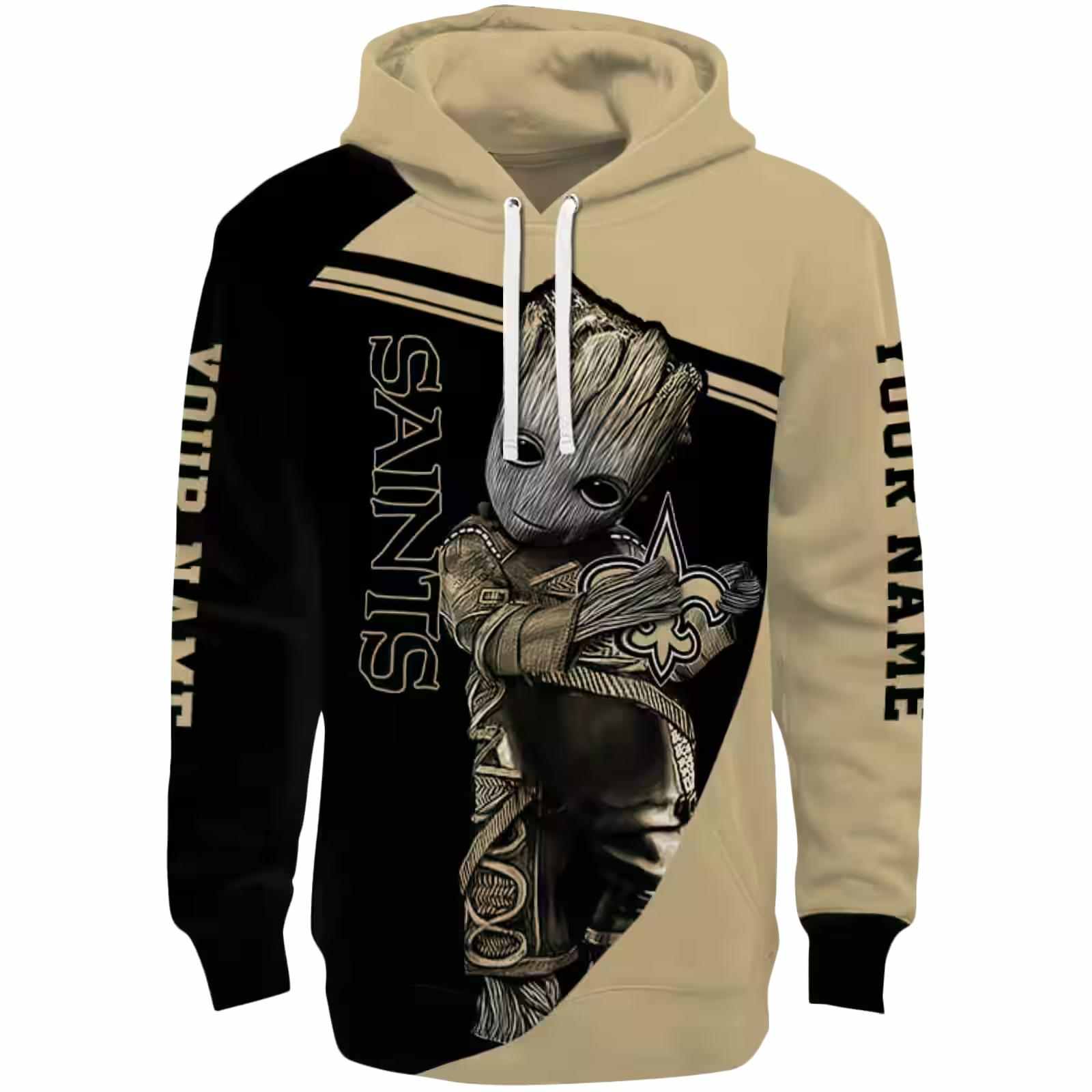 Personalized New Orleans Saints Groot Gold Hoodie