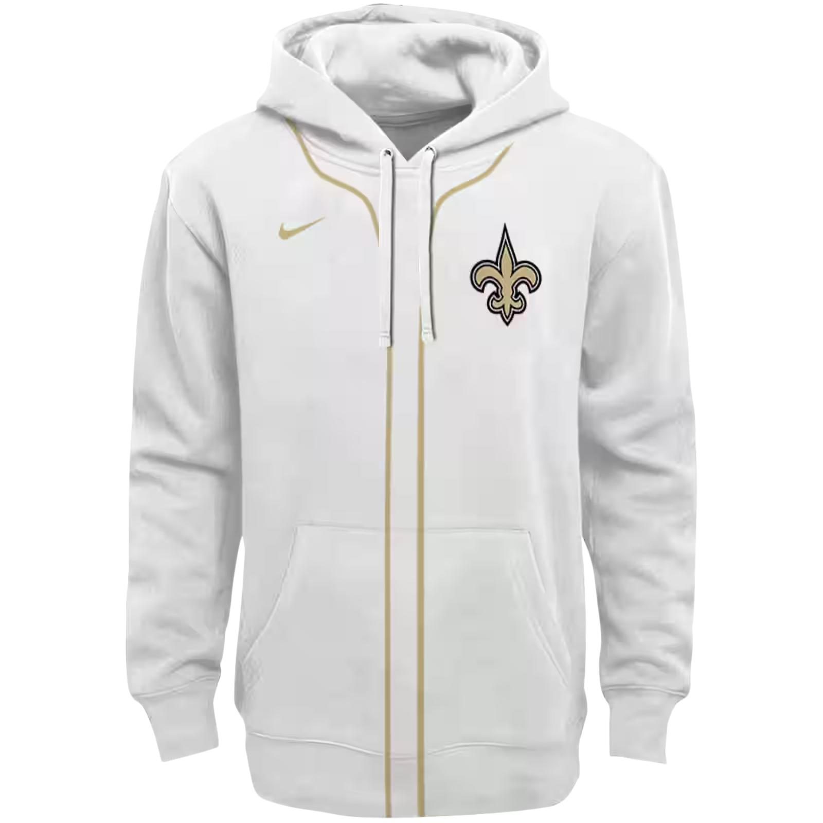 Personalized New Orleans Saints Sporty Stripe White Hoodie