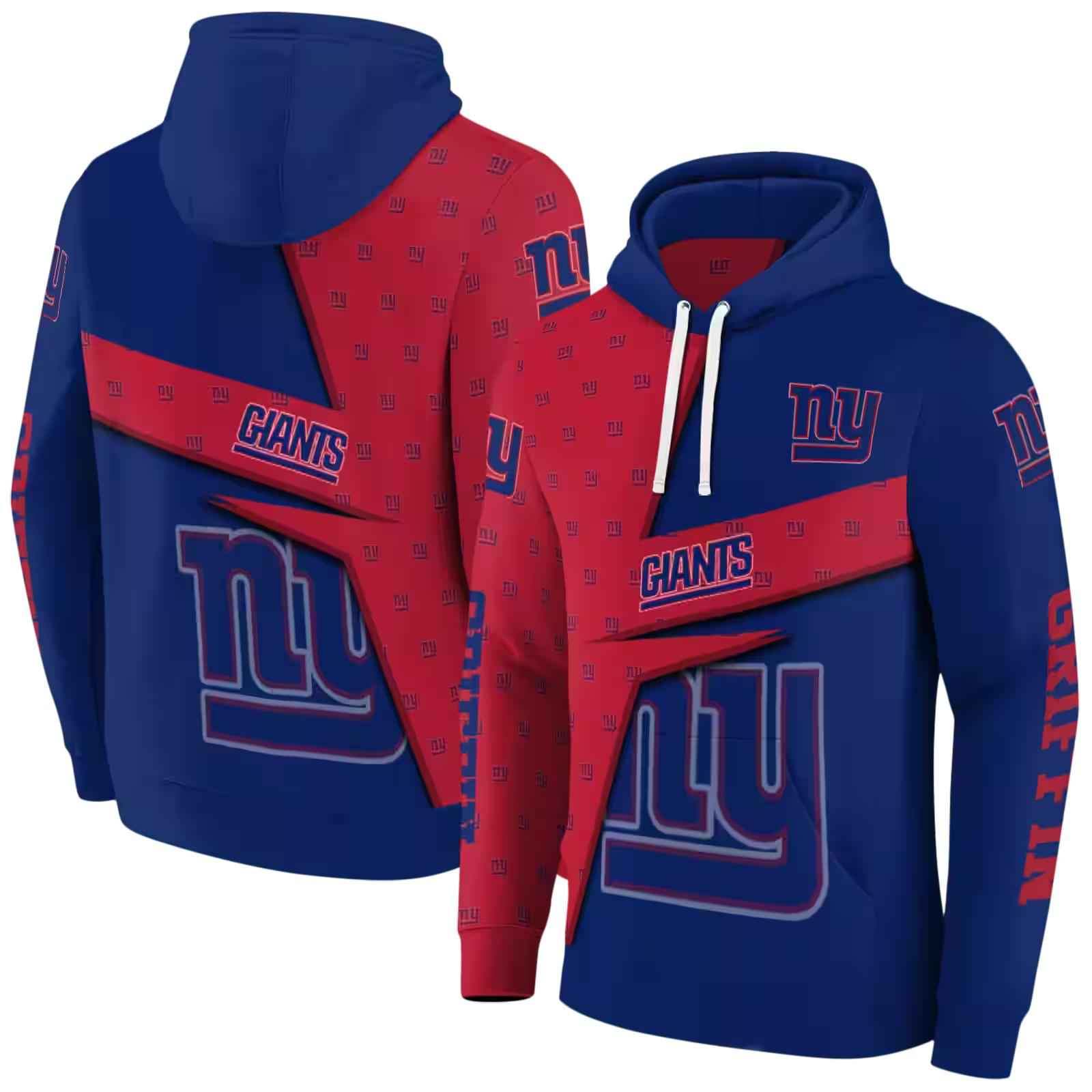 personalized new york giants abstract shape blue hoodie fashion forward