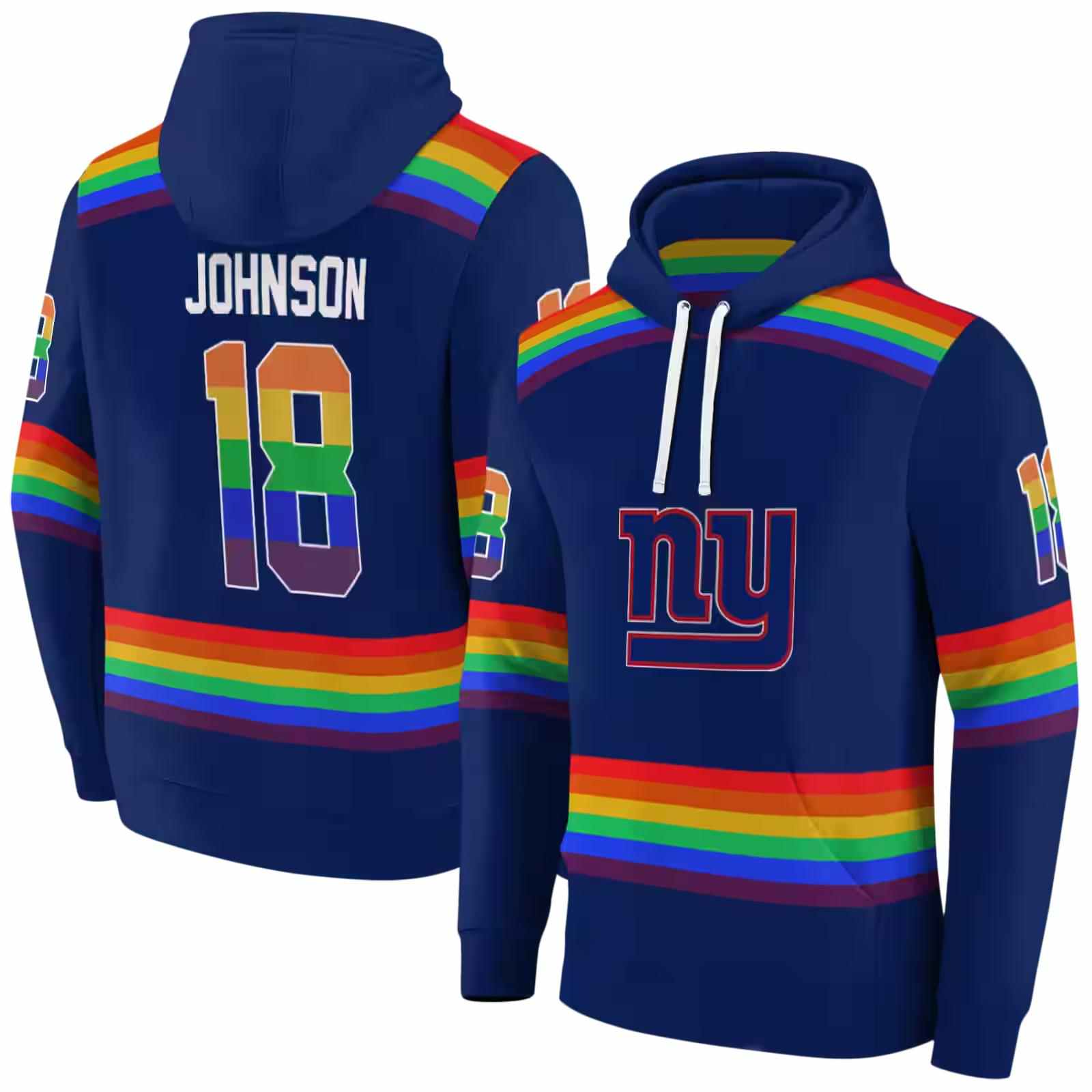 personalized new york giants rainbow stripes blue hoodie fashion forward