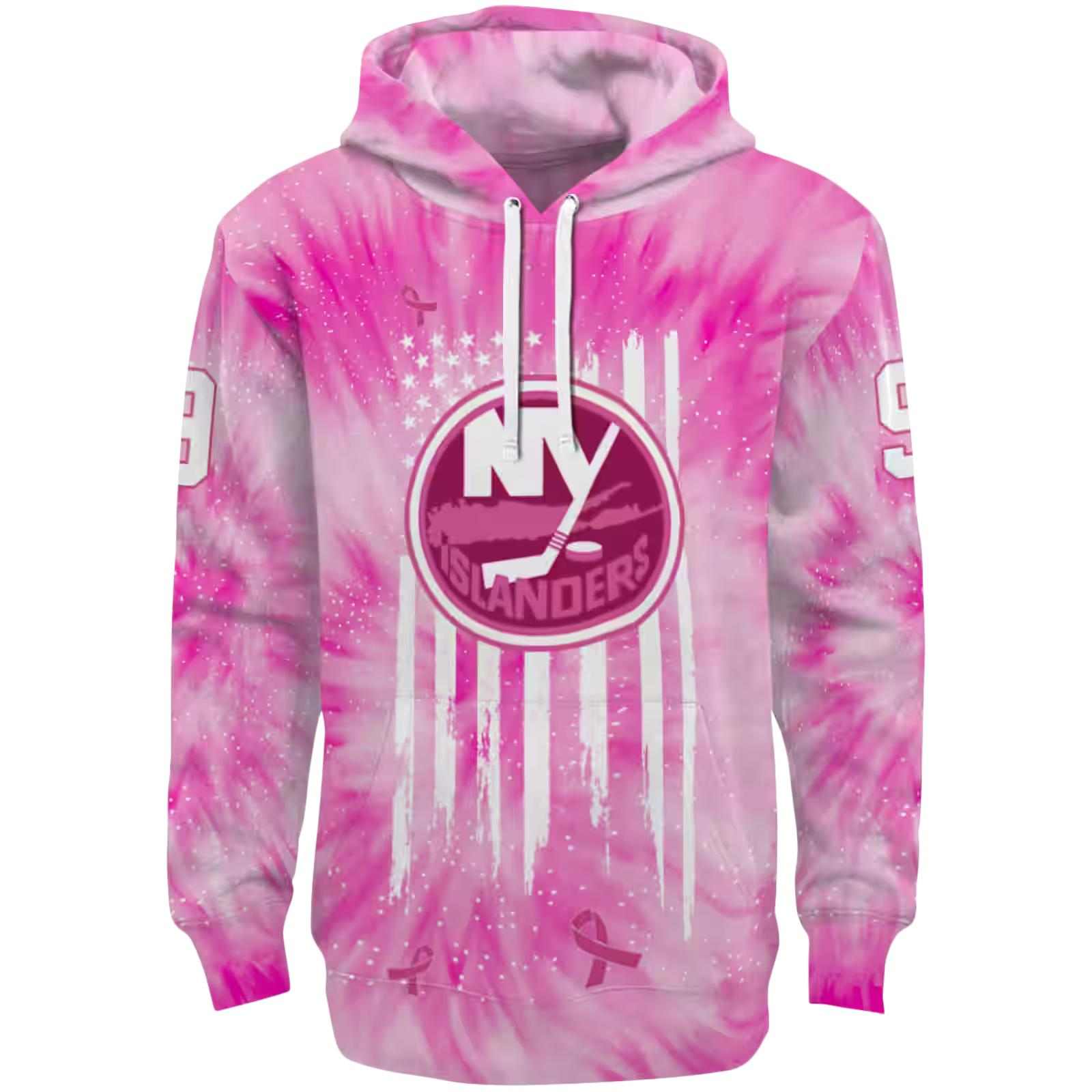 Personalized New York Islanders Cancer Support Pink Hoodie