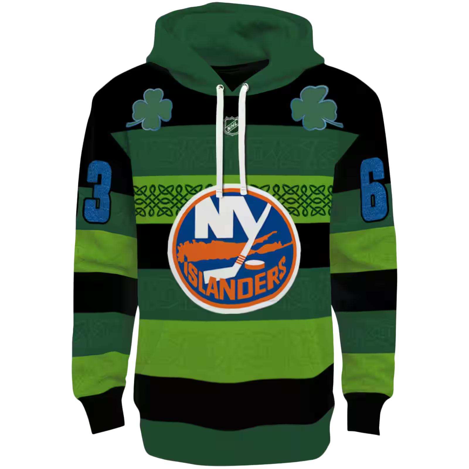 Personalized New York Islanders Celtic Patterns Green Hoodie