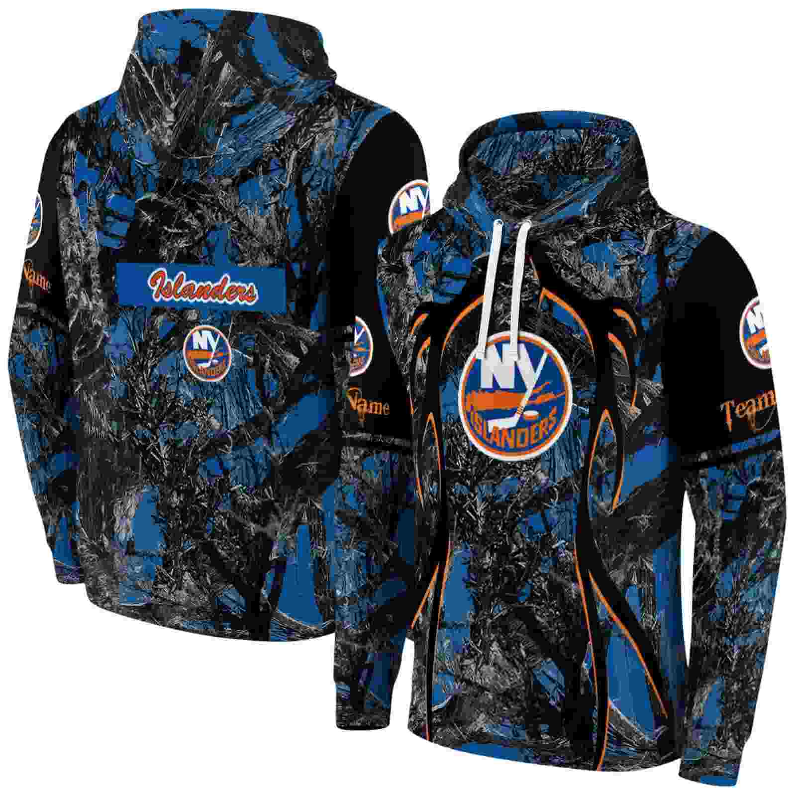 personalized new york islanders hunting theme blue black hoodie fashion forward