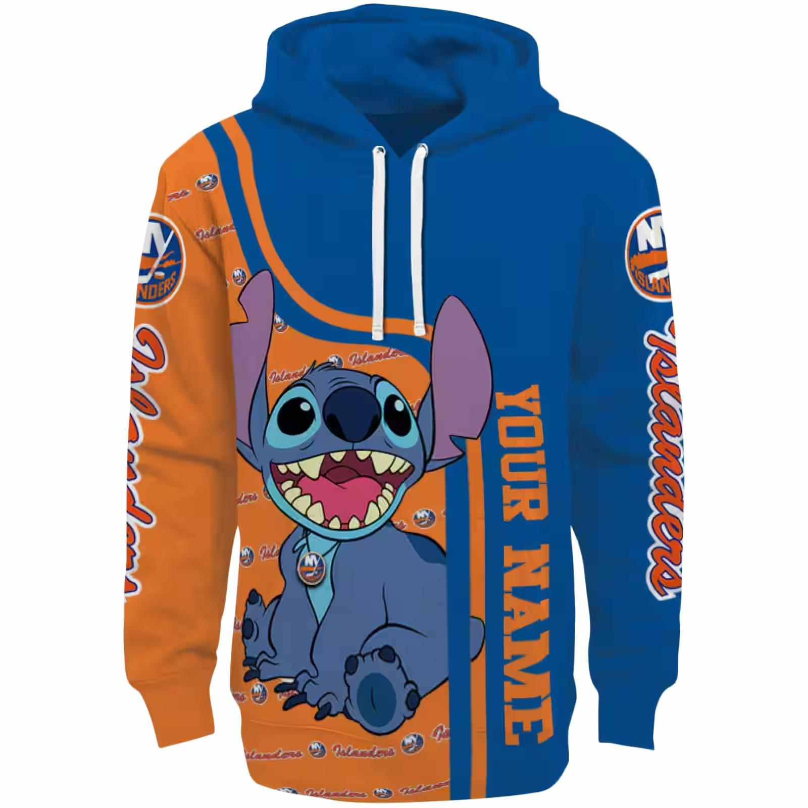 Personalized New York Islanders Stitch Blue Hoodie