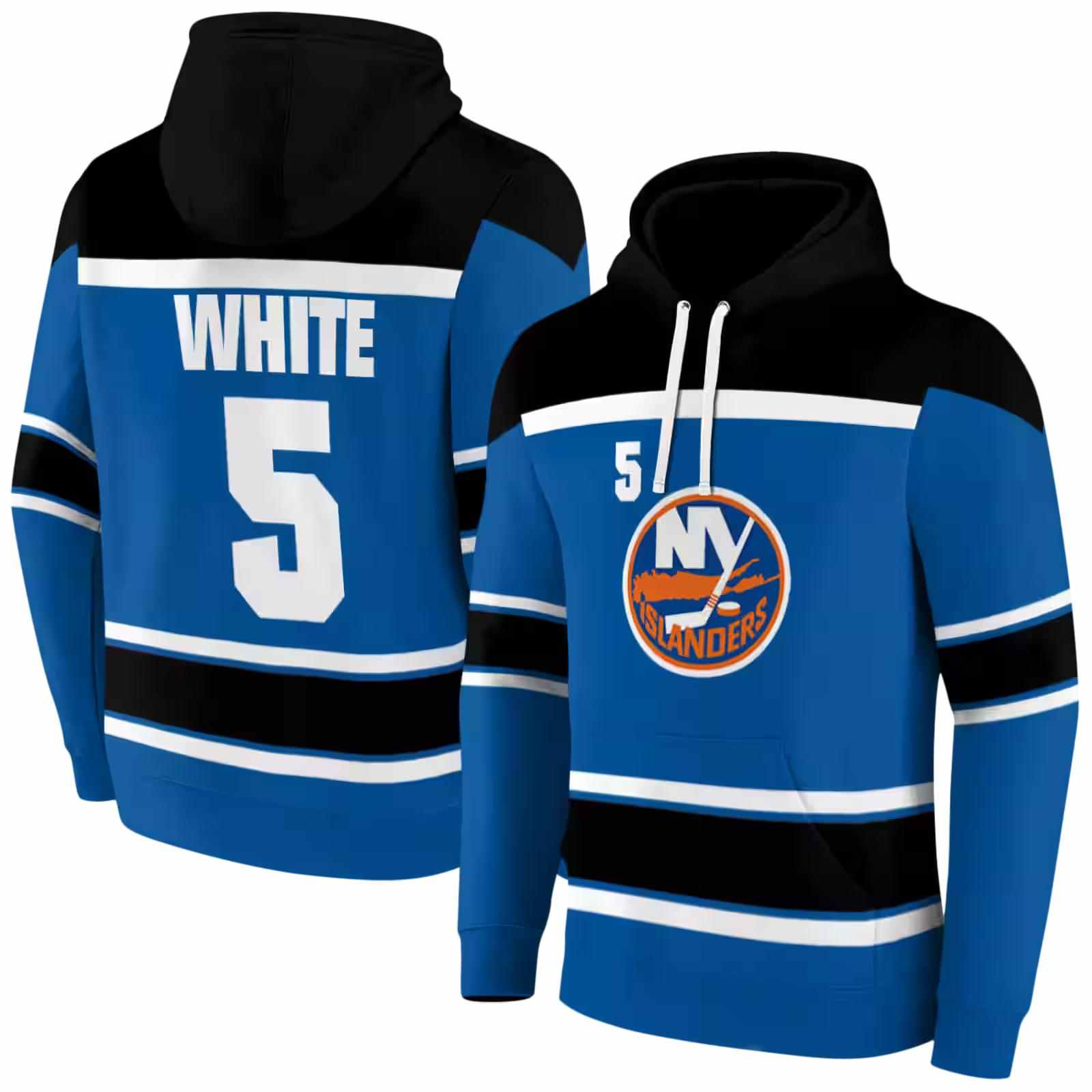 personalized new york islanders striped pattern blue hoodie fashion forward