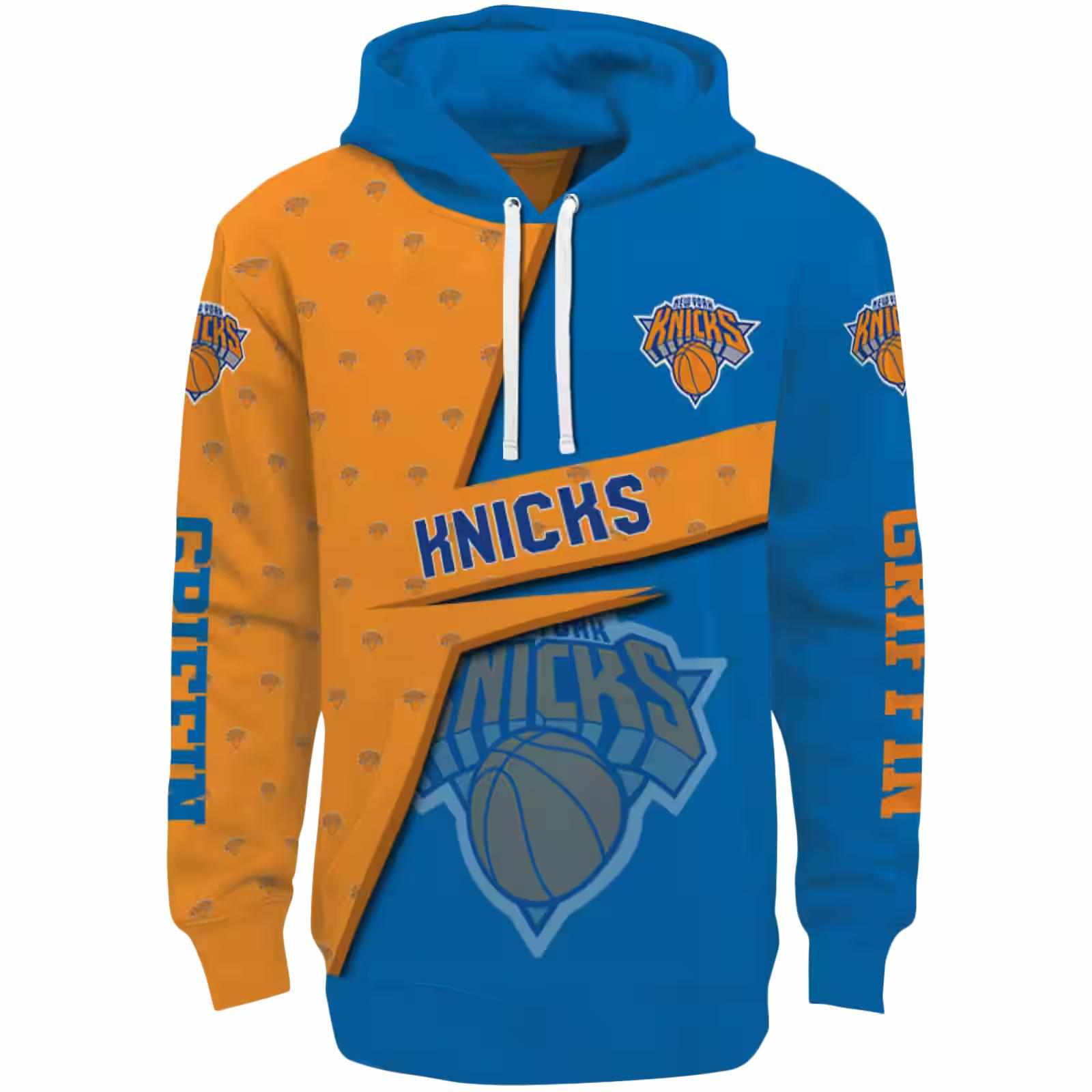 Personalized New York Knicks Abstract Shape Blue Hoodie