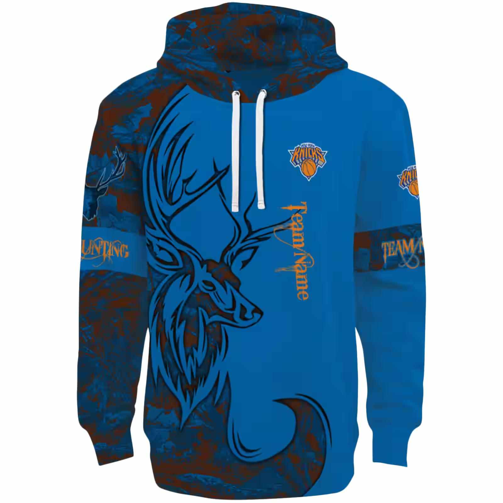 Personalized New York Knicks Deer Silhouette Blue Hoodie