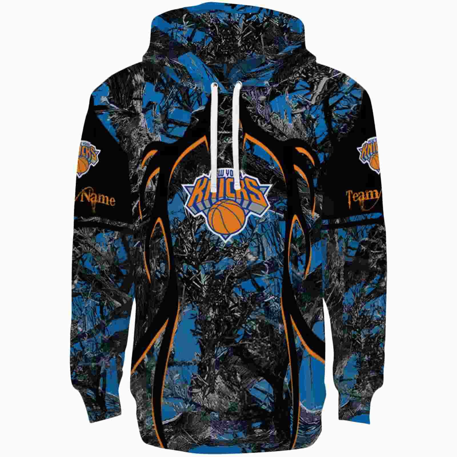 Personalized New York Knicks Hunting Theme Blue Black Hoodie