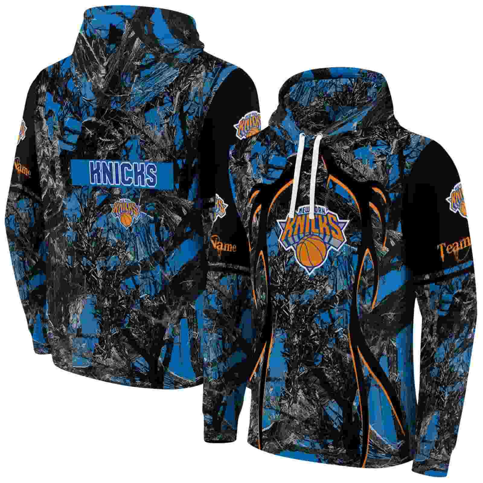 personalized new york knicks hunting theme blue black hoodie fashion forward