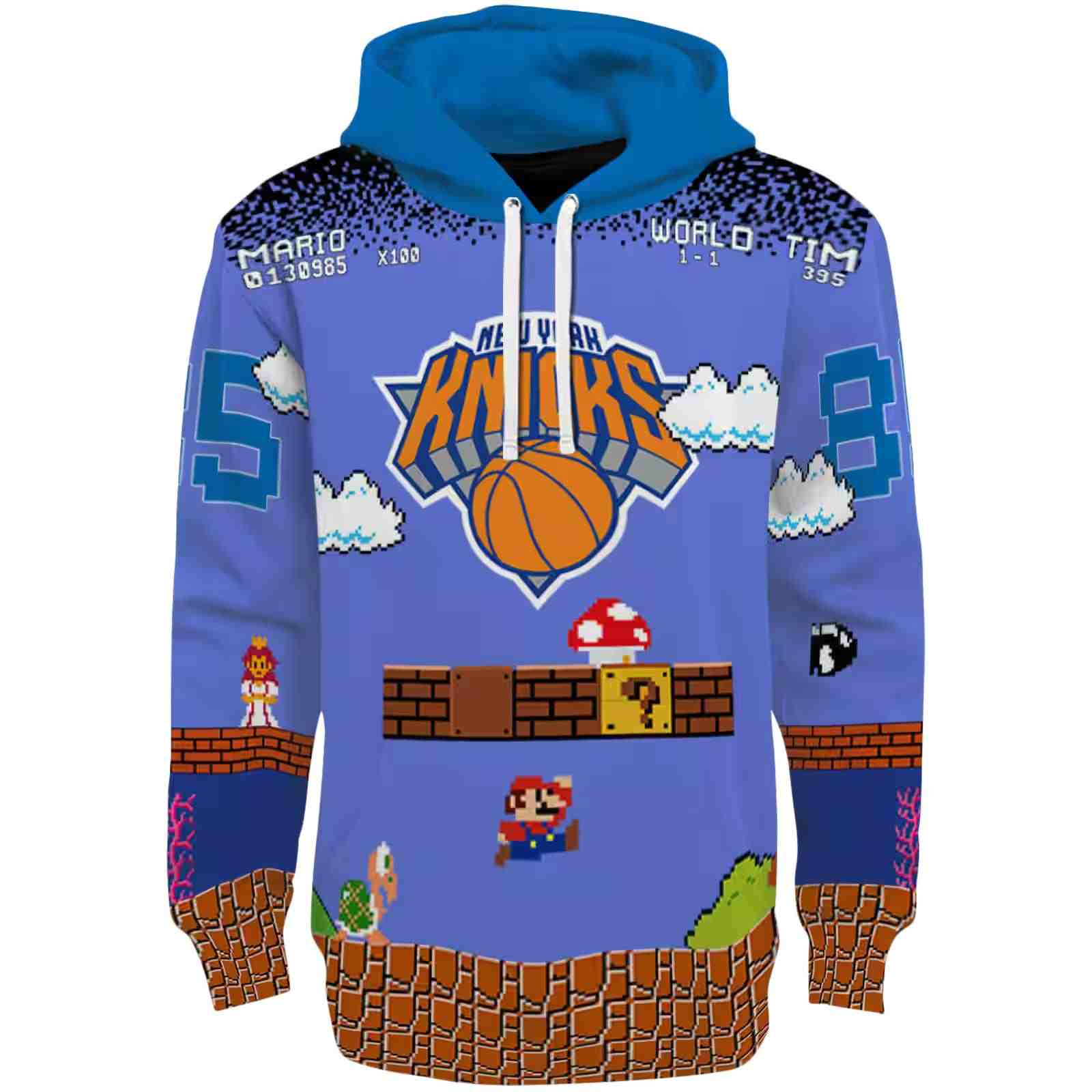 Personalized New York Knicks Mario Blue Black Hoodie