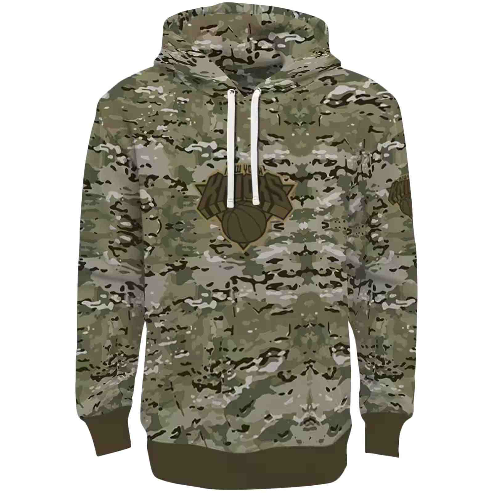 Personalized New York Knicks Military Style Hoodie