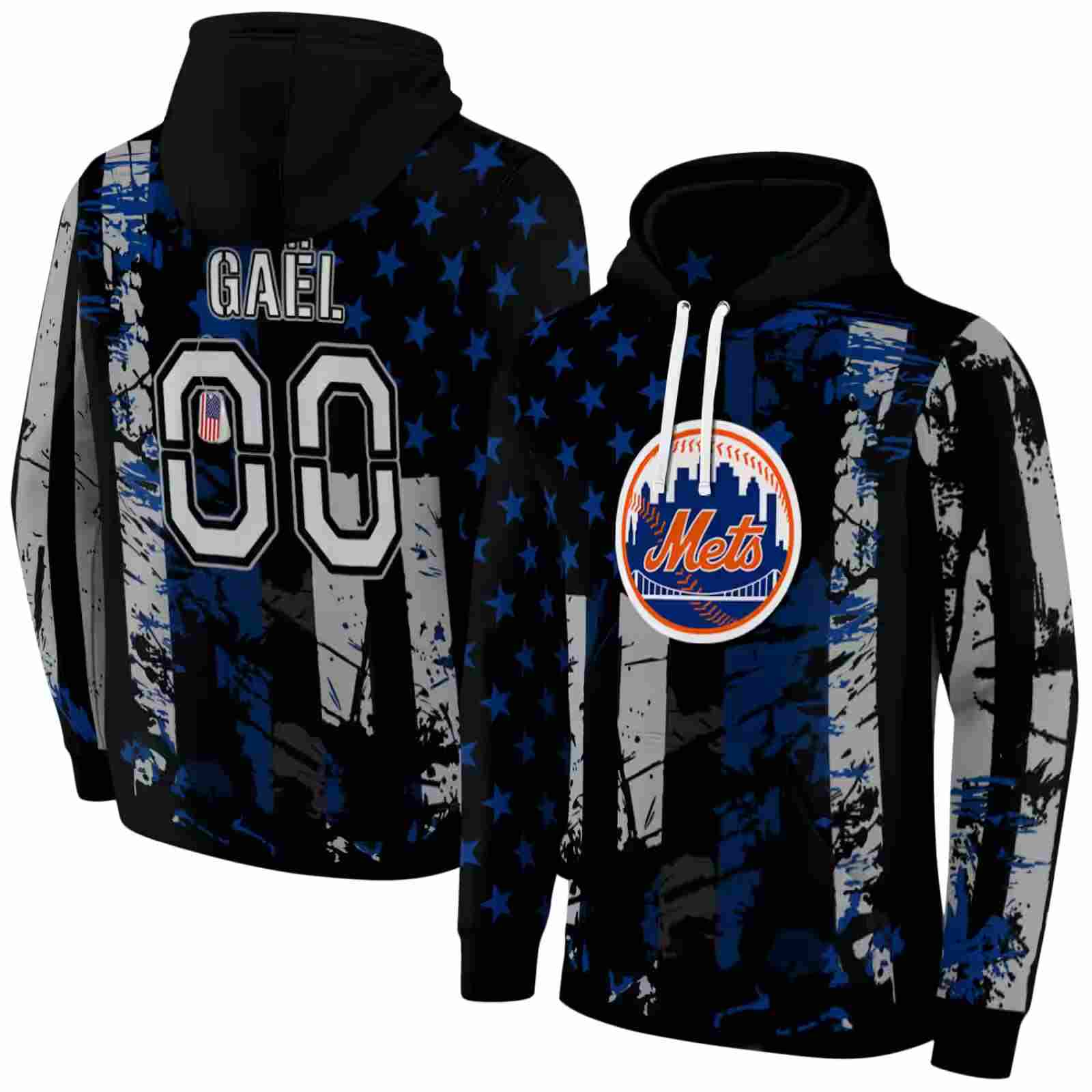 personalized new york mets distressed flag blue black hoodie fashion forward