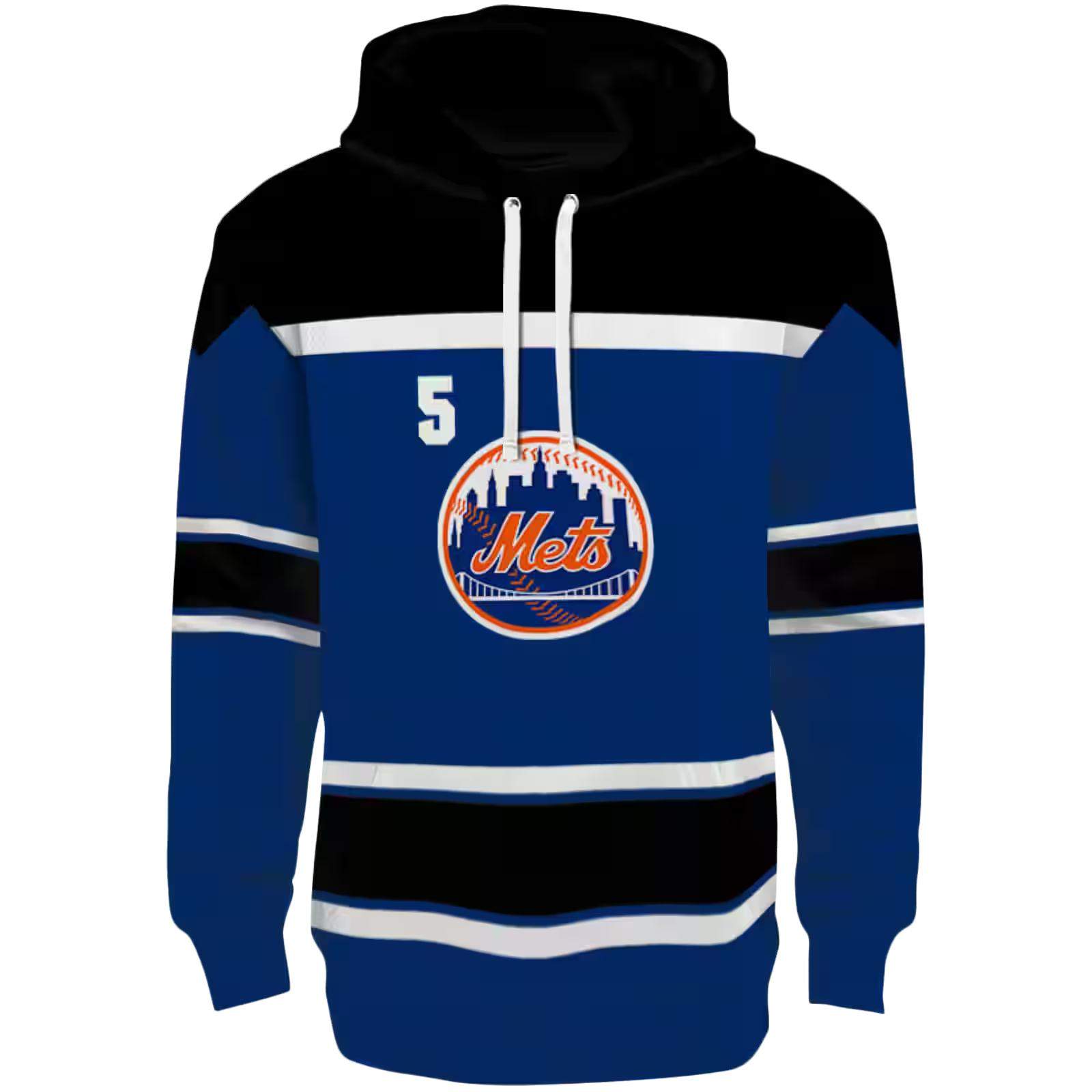 Personalized New York Mets Striped Pattern Blue Hoodie