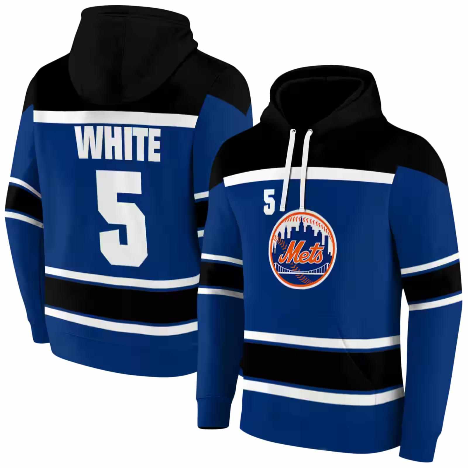 personalized new york mets striped pattern blue hoodie fashion forward