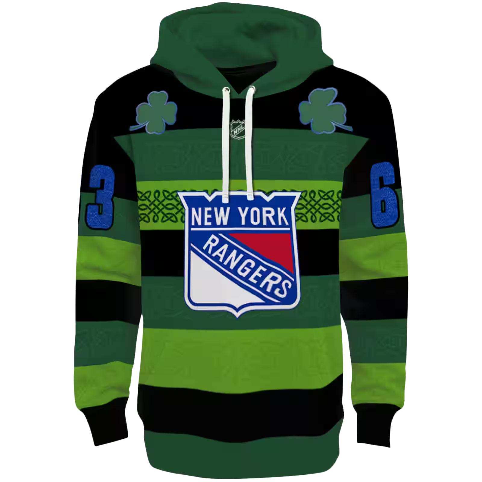 Personalized New York Rangers Celtic Patterns Green Hoodie