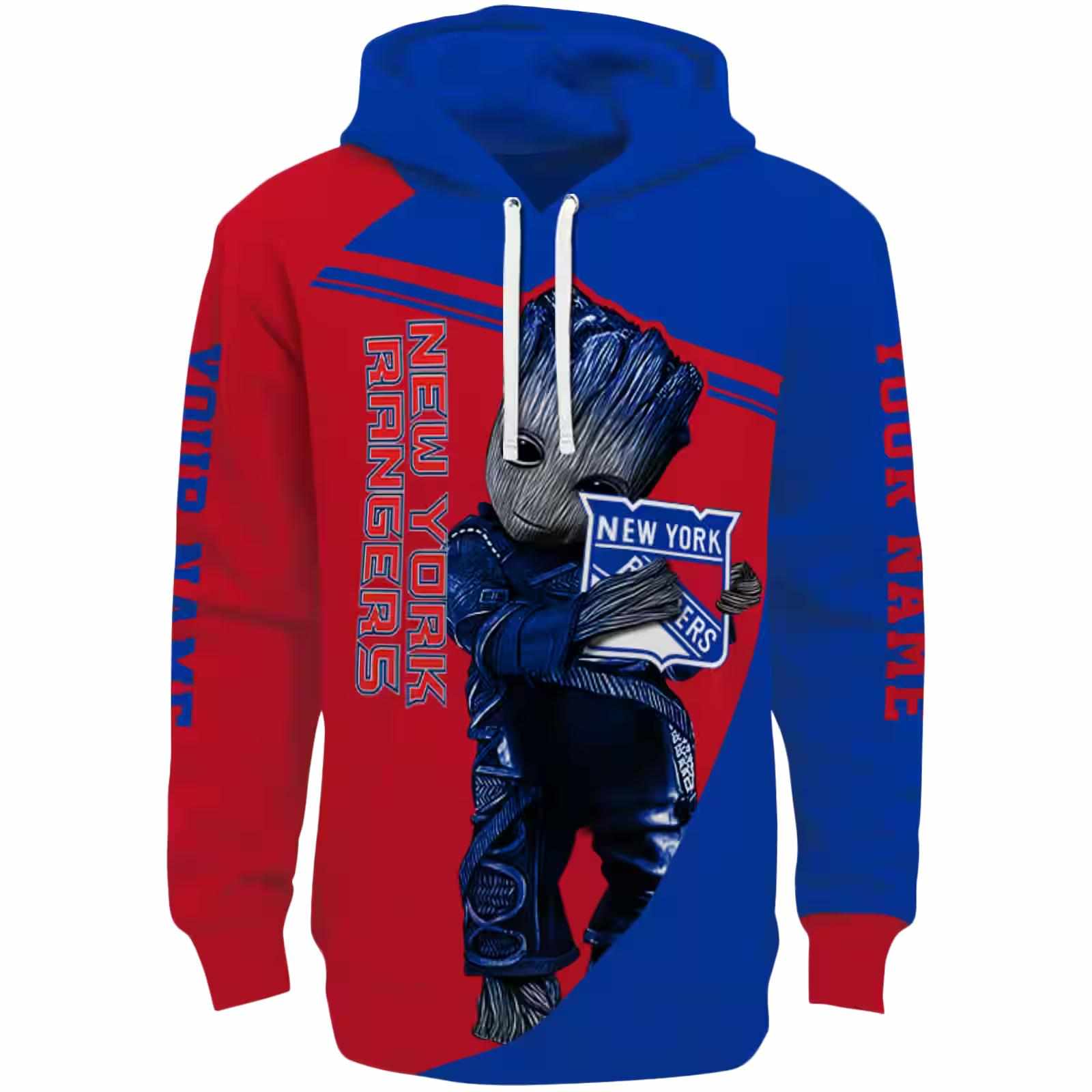 Personalized New York Rangers Groot Blue Hoodie