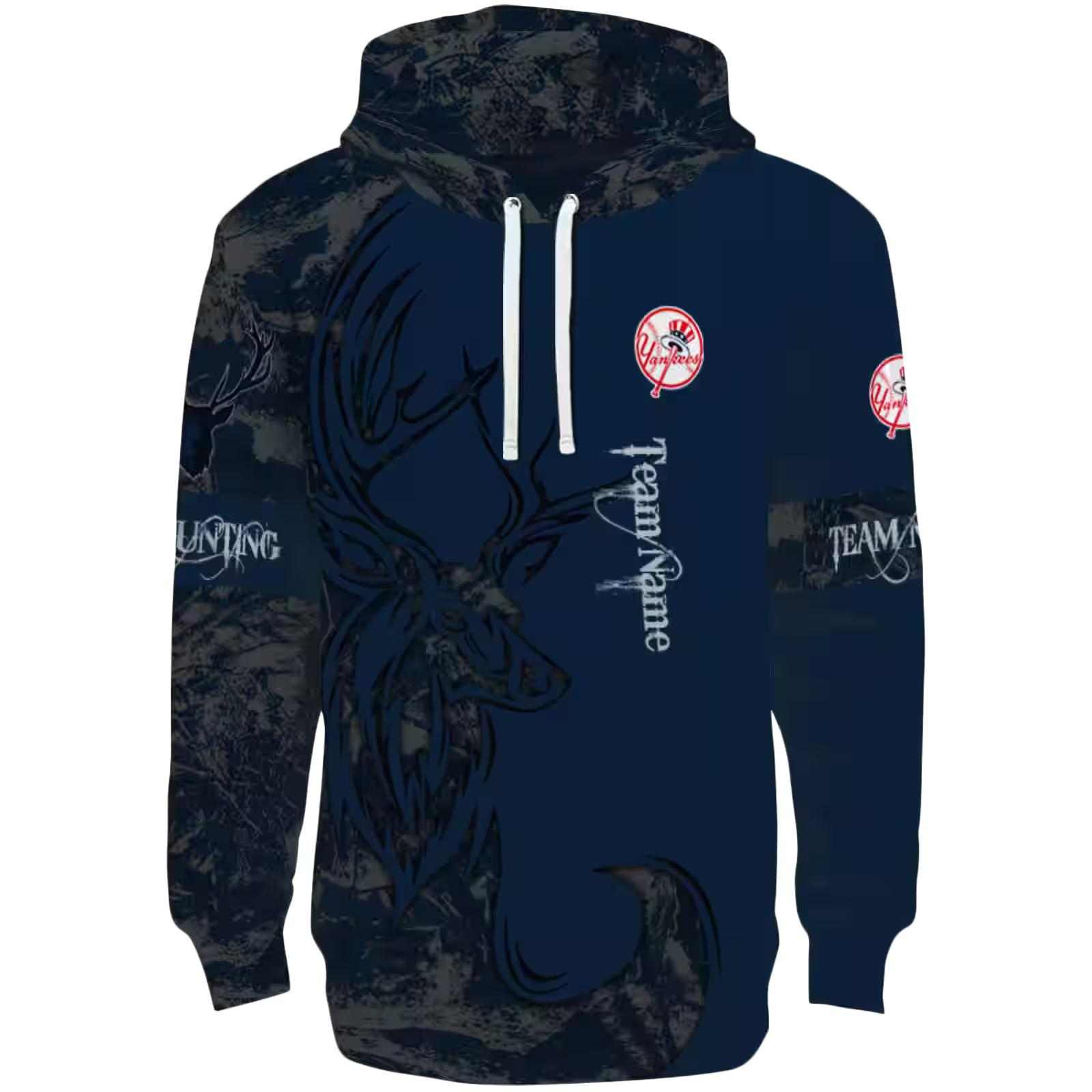 Personalized New York Yankees Deer Silhouette Navy Hoodie