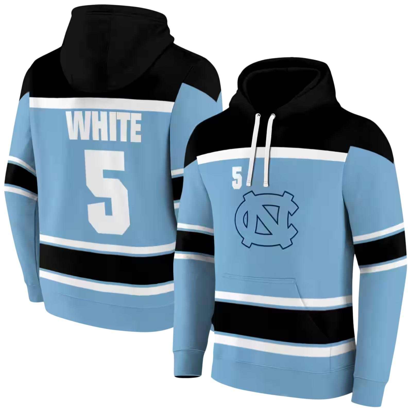 personalized north carolina tar heels striped pattern light blue hoodie fashion forward