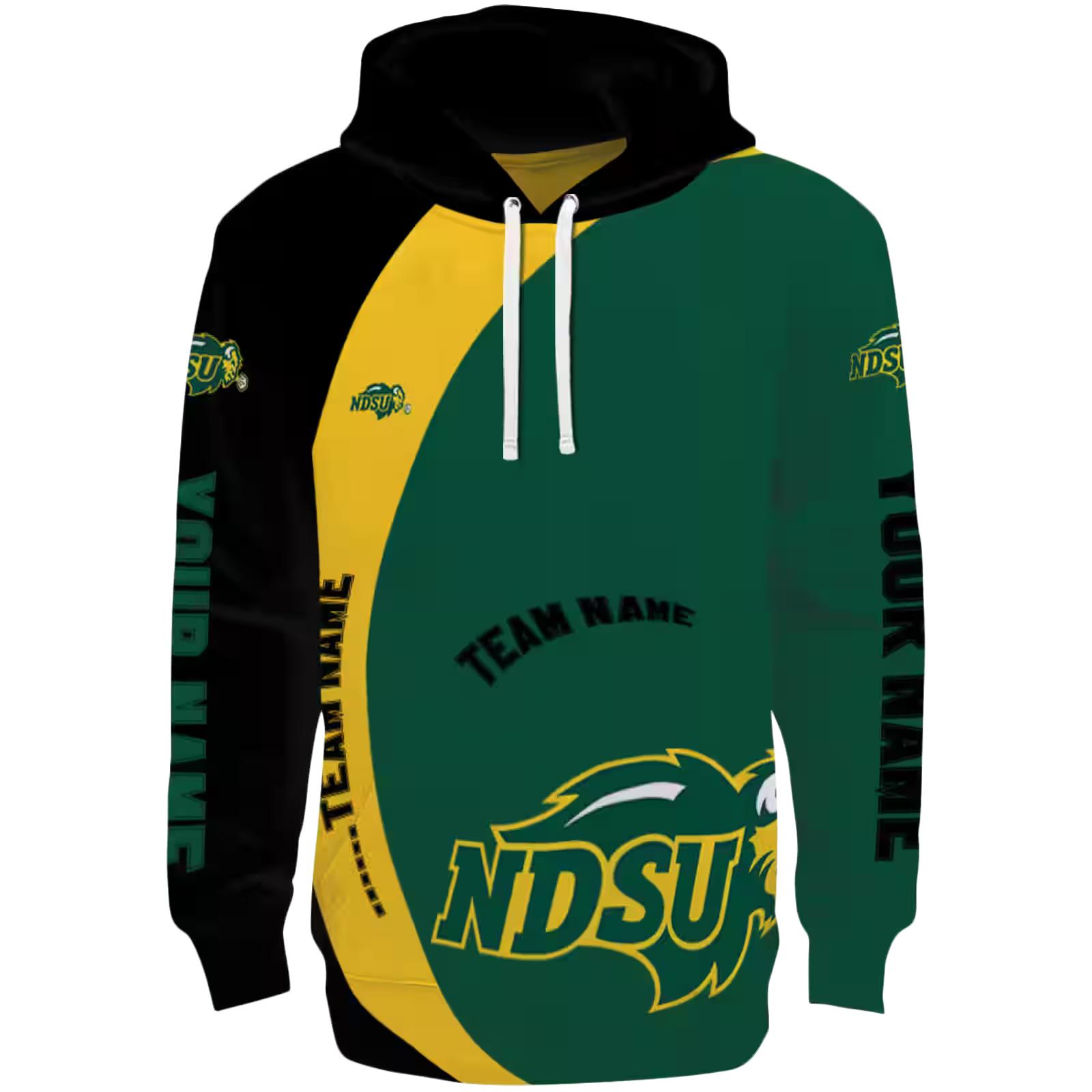 Personalized North Dakota State Bison Minimalist Design Green Black Hoodie