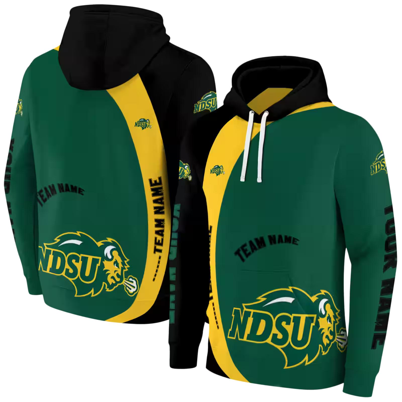 personalized north dakota state bison minimalist design green black hoodie fashion forward