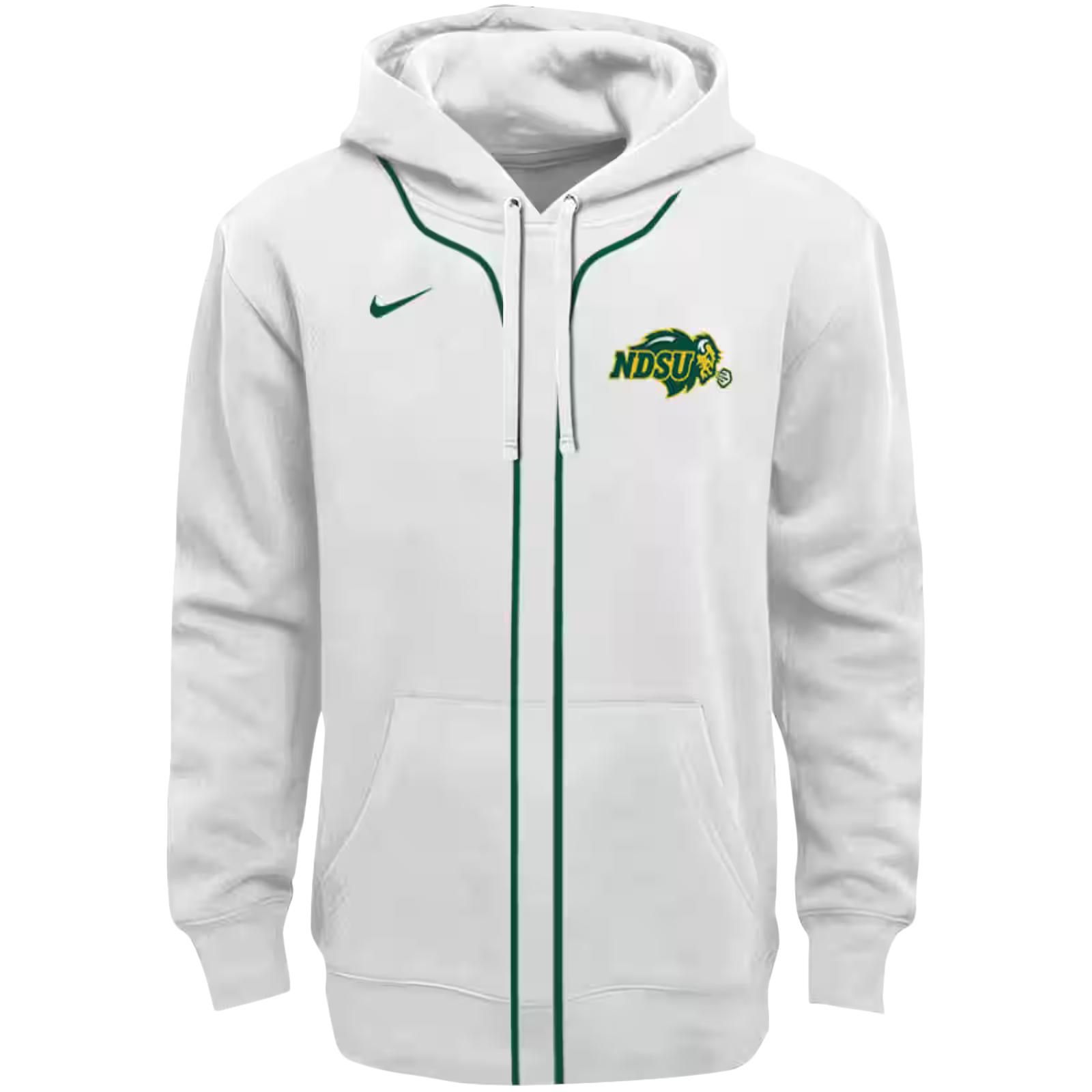 Personalized North Dakota State Bison Sporty Stripe White Hoodie