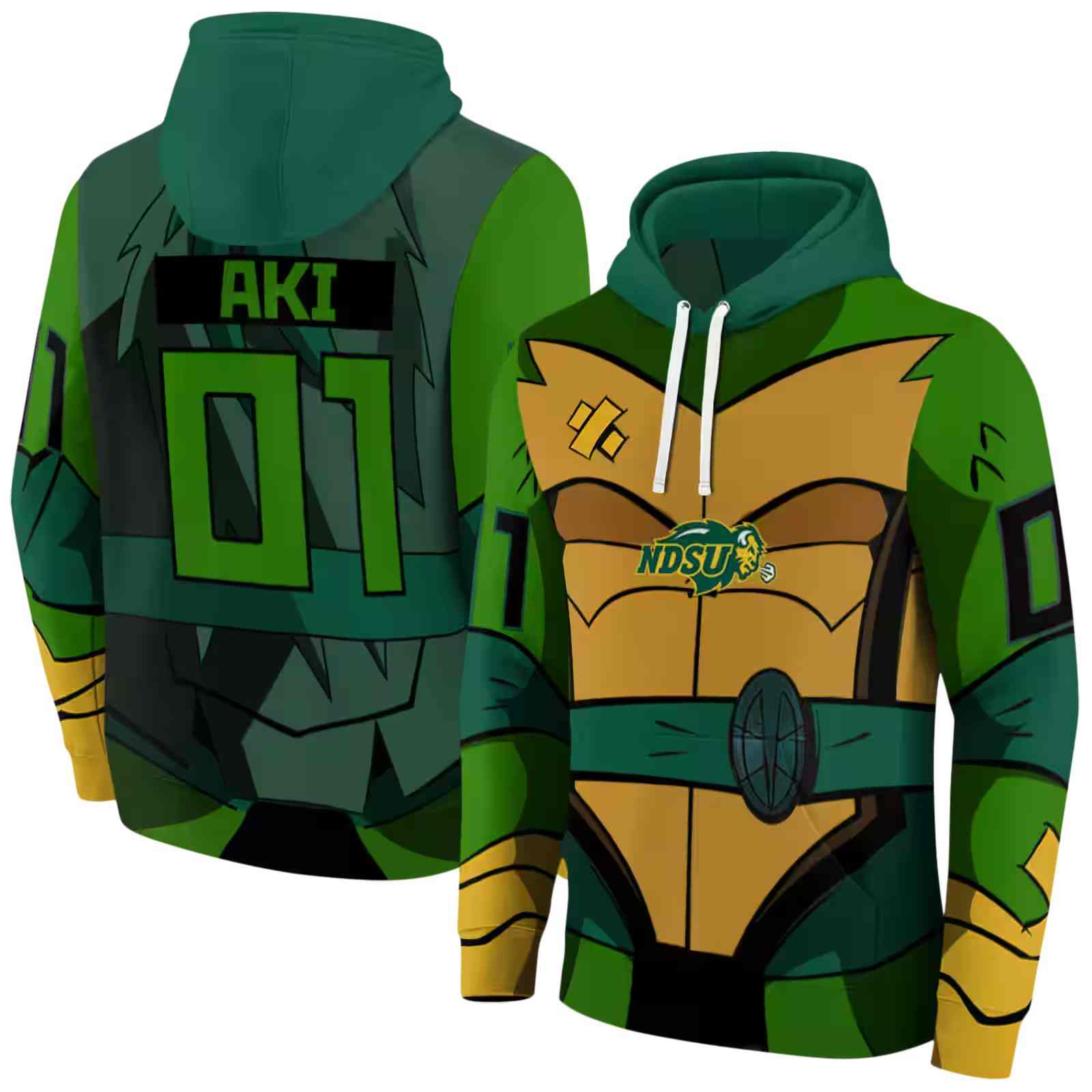 personalized north dakota state bison superhero armor green hoodie fashion forward