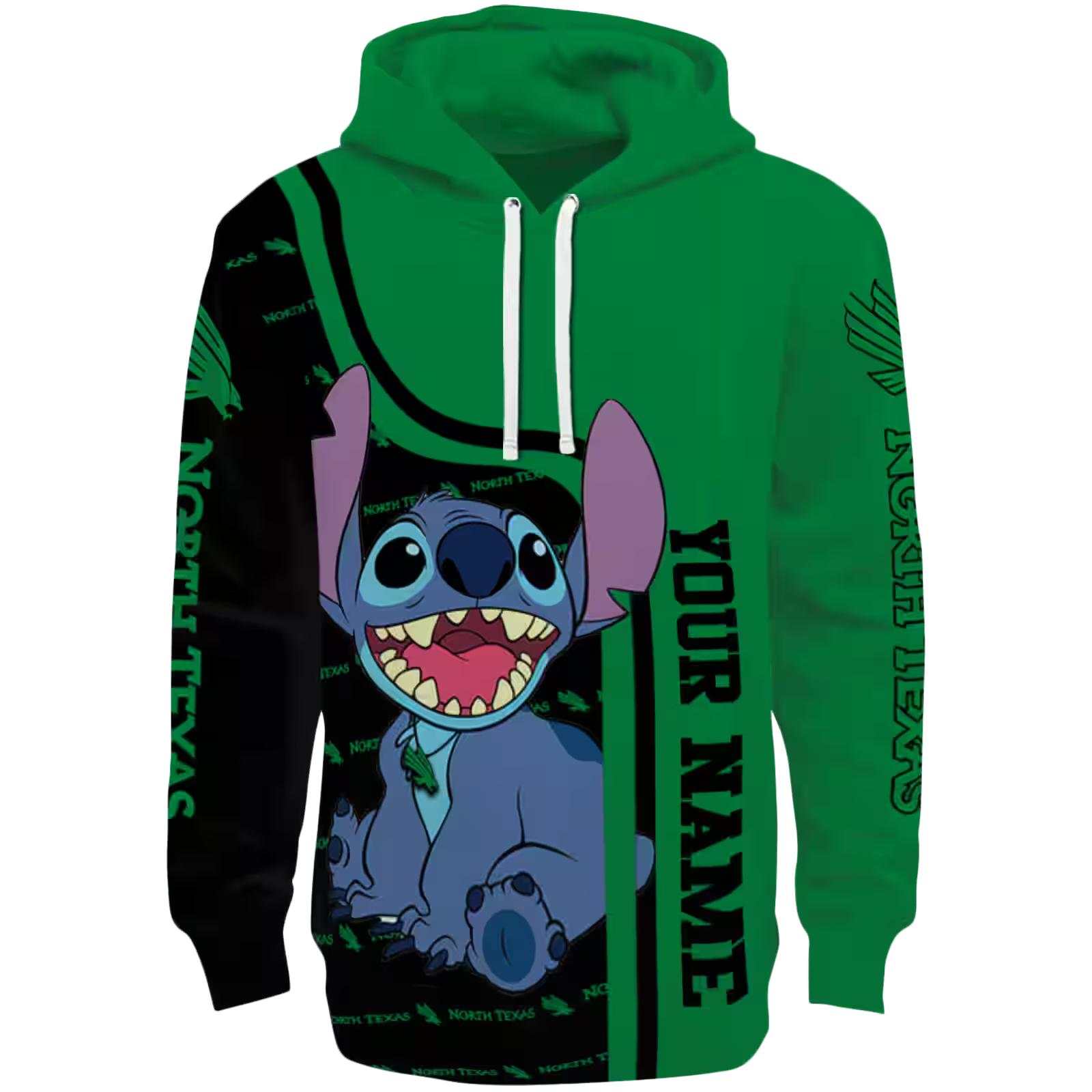 Personalized North Texas Mean Green Stitch Green Hoodie