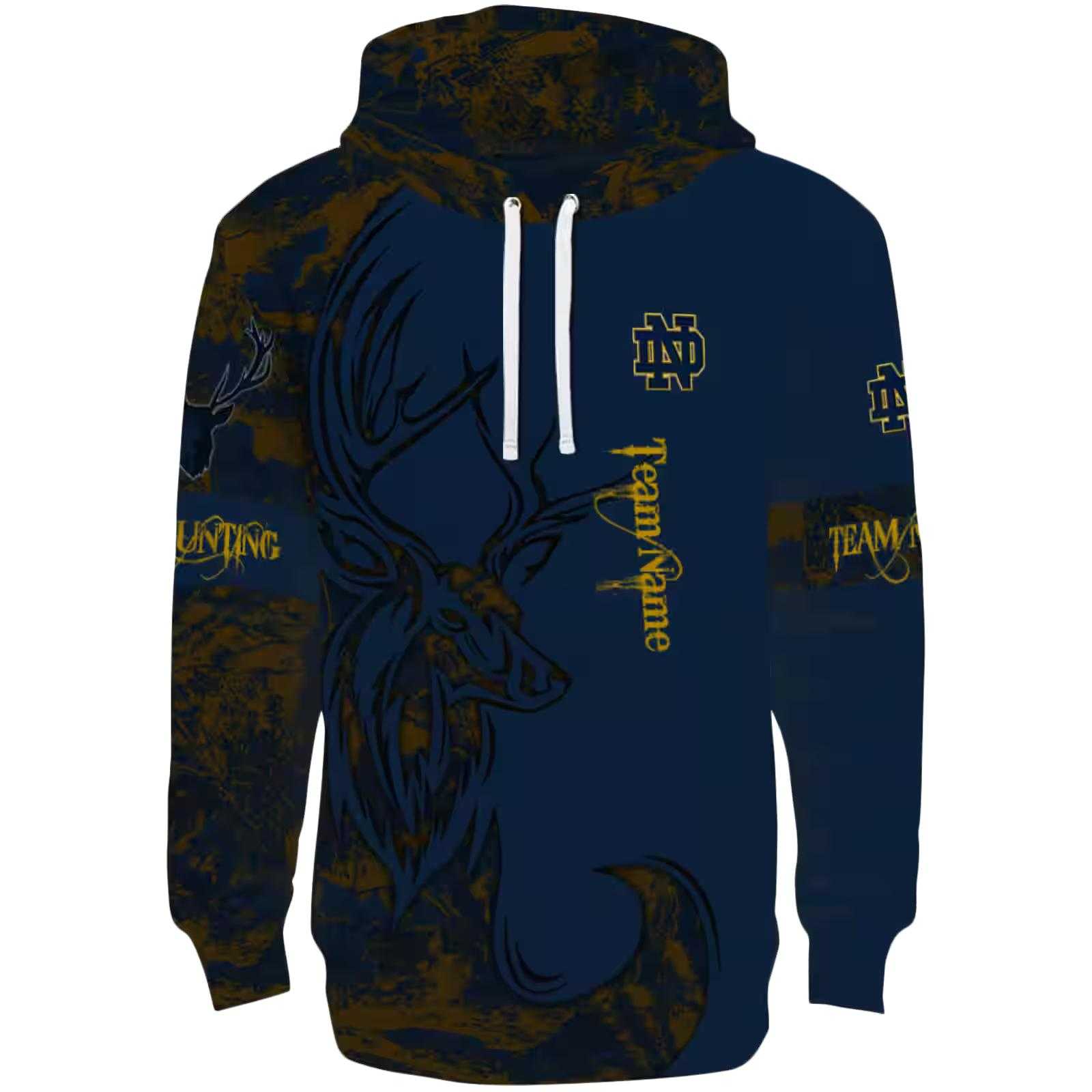 Personalized Notre Dame Fighting Irish Deer Silhouette Navy Hoodie